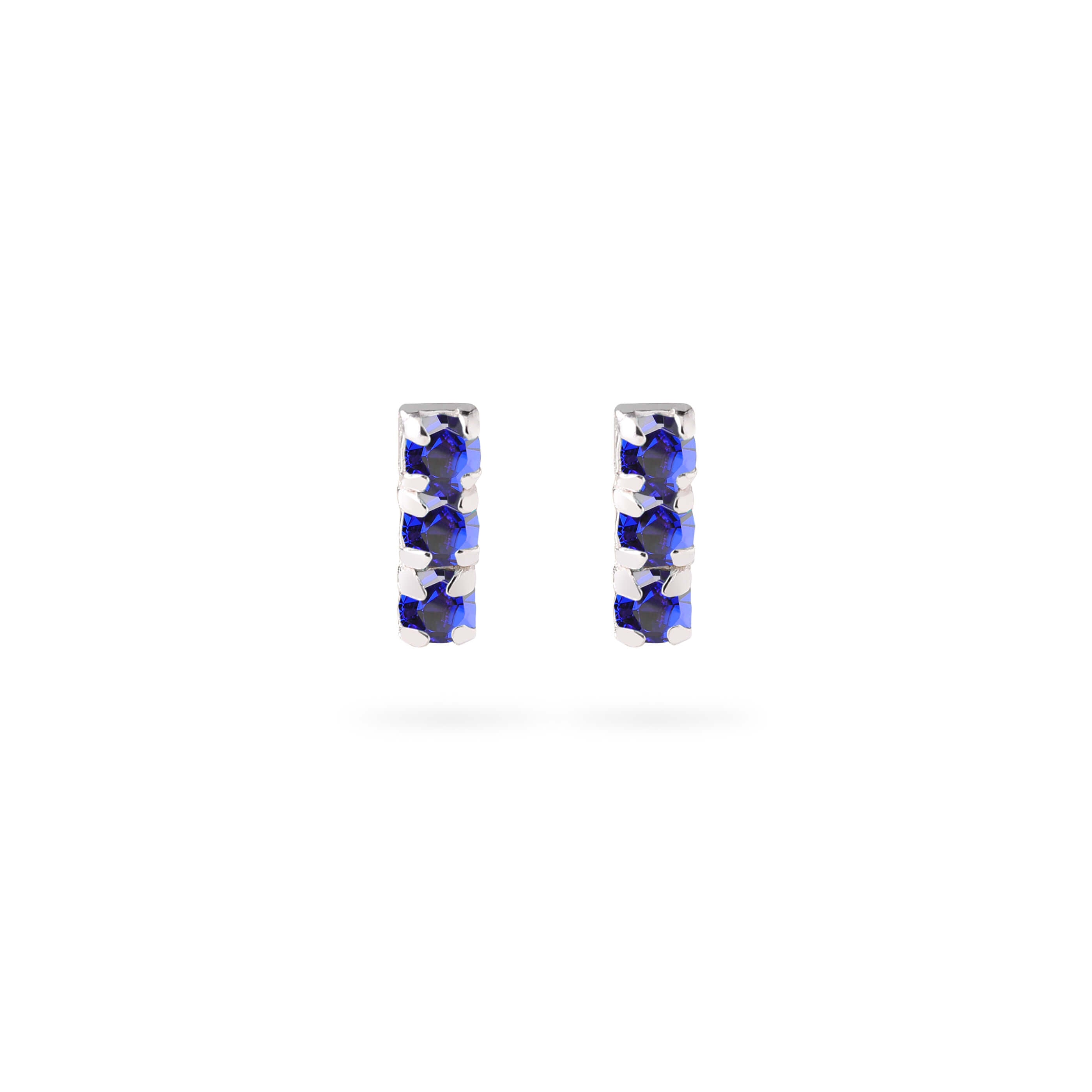 Triple Sapphire Stud Earrings 925 Silver