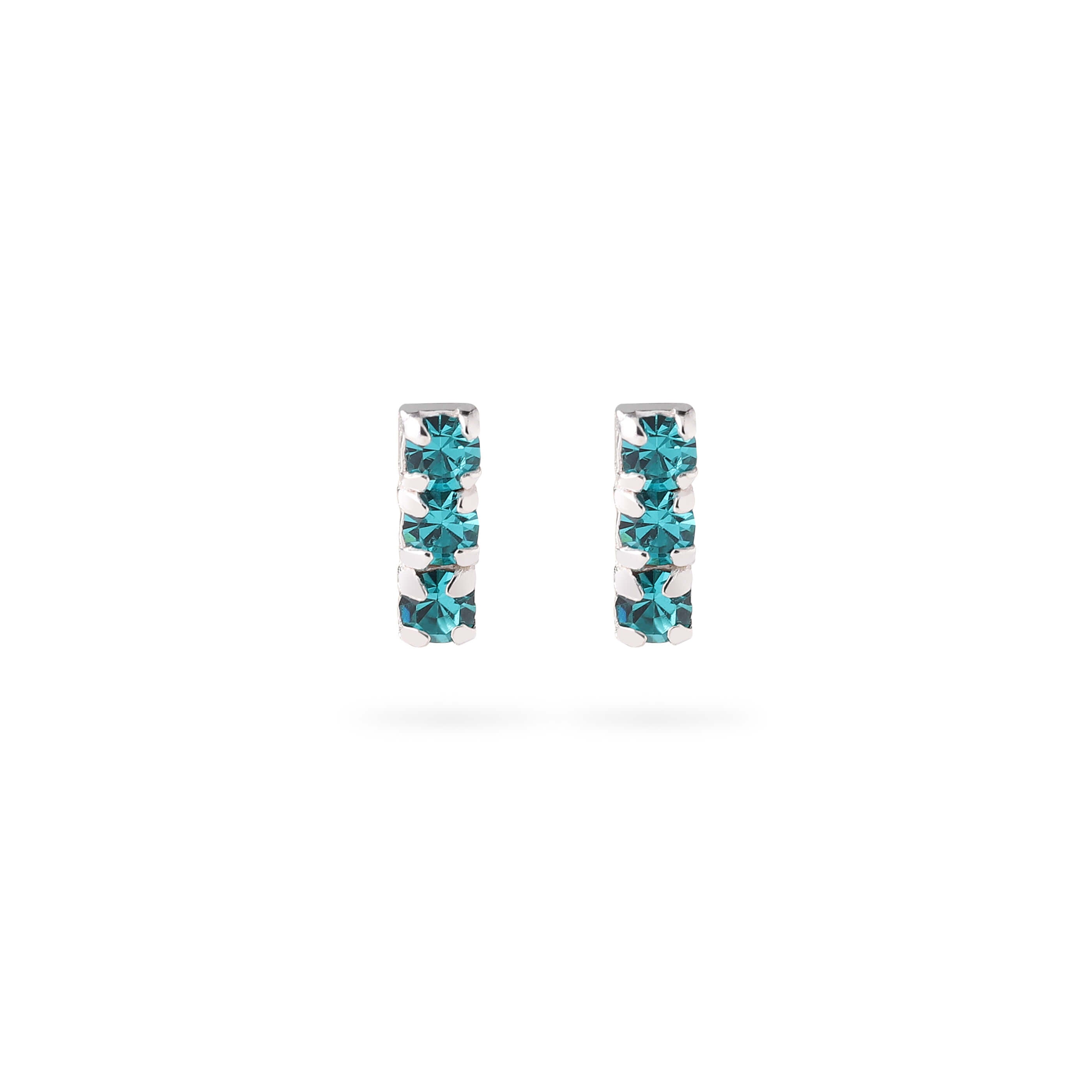 front view 925 silver ear stud with blue zirconia stones