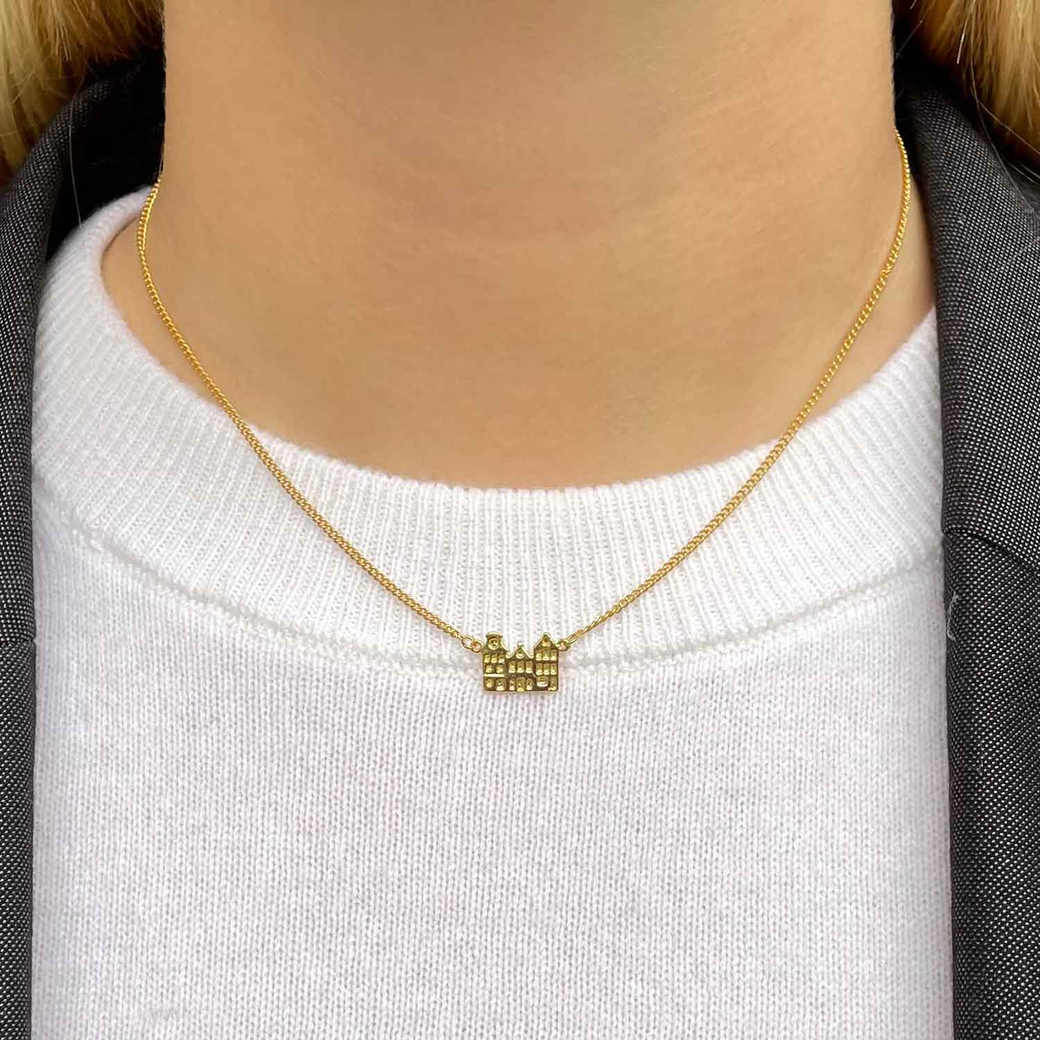 Amsterdam Canal House Gold Plated Necklace