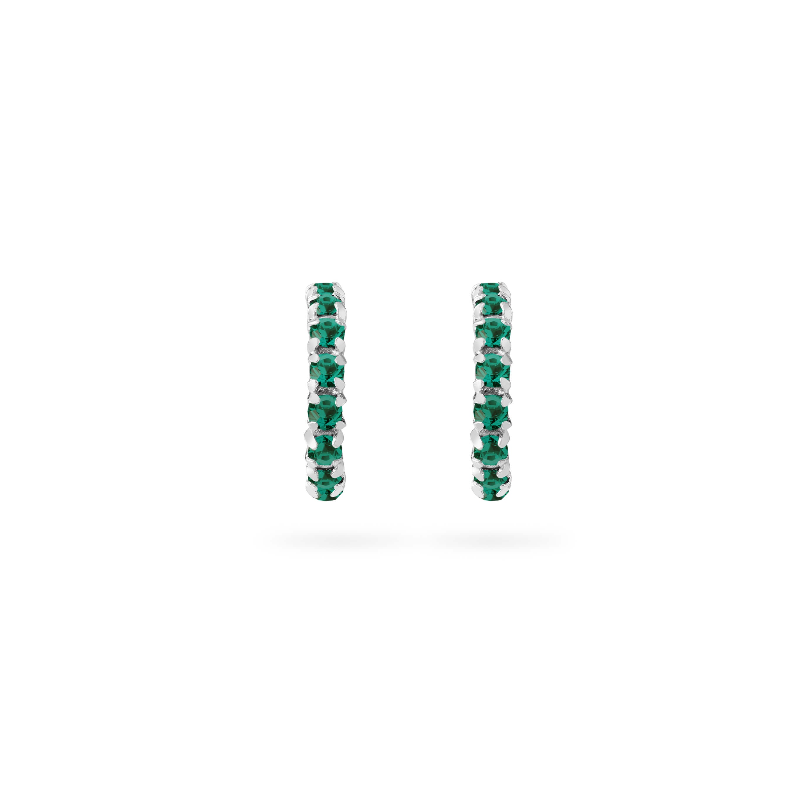 Emerald Stud Hoop Earrings 925 Sliver