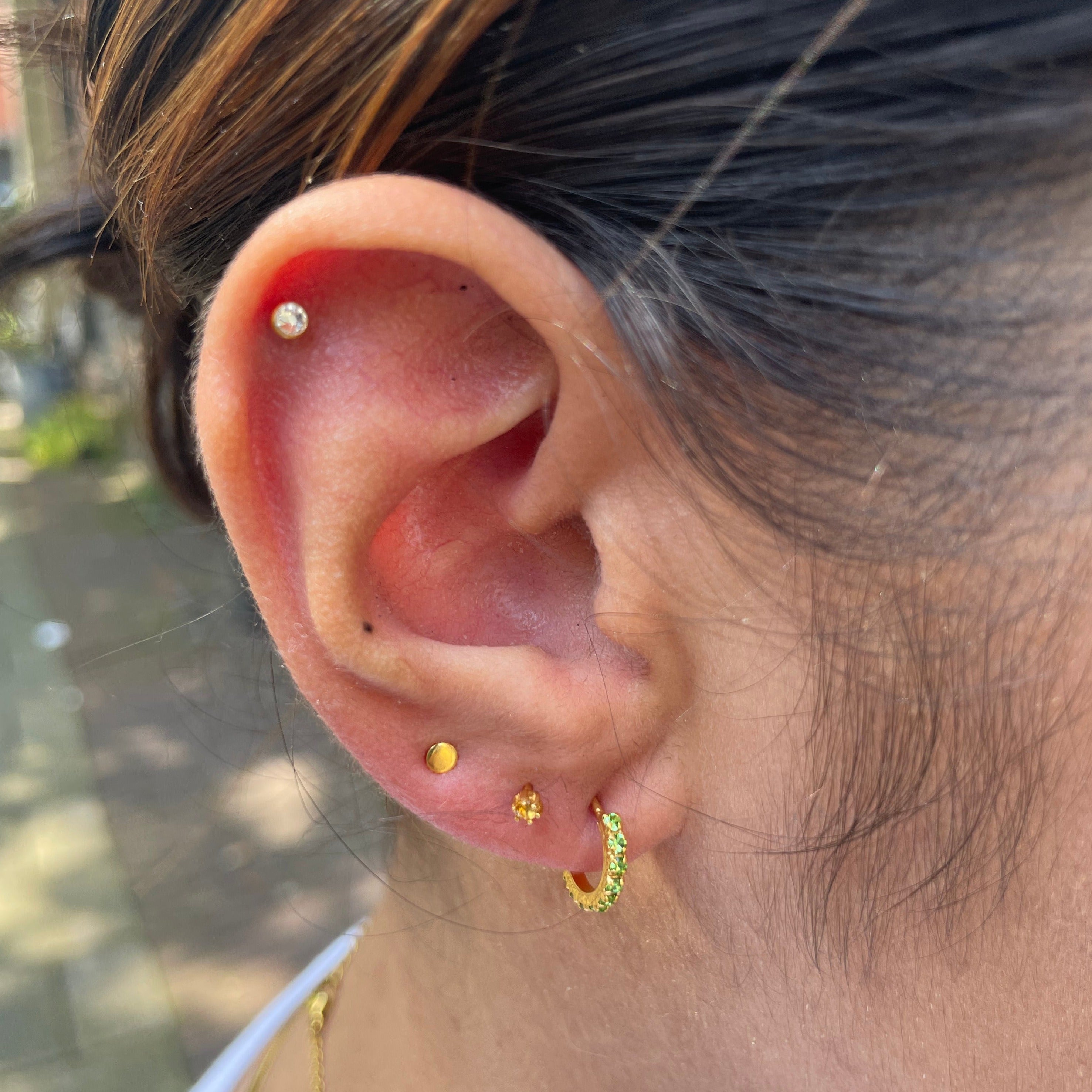 Peridot Hoop Earrings Gold Plated