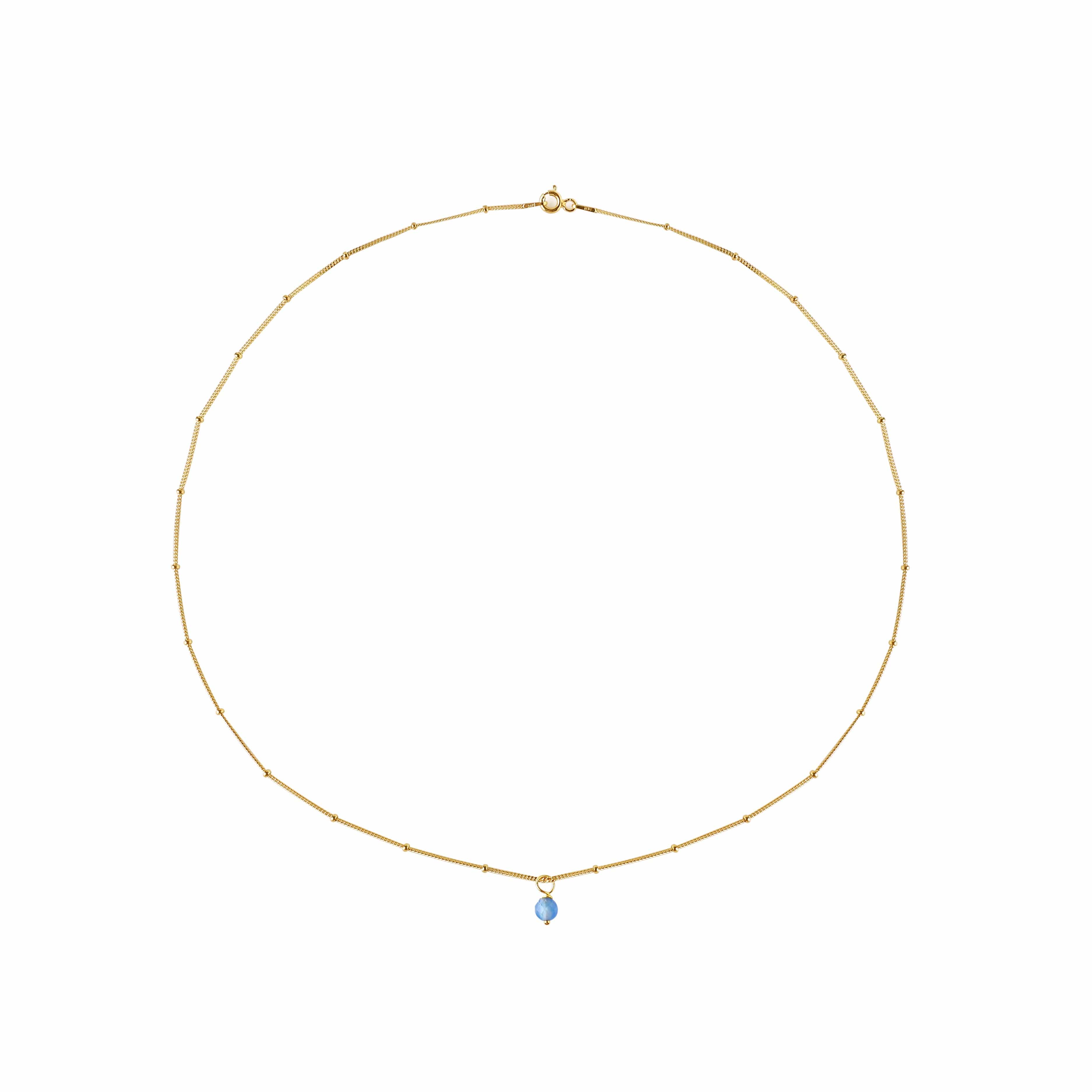 Gold Plated Necklace Bleu Stone Pendant
