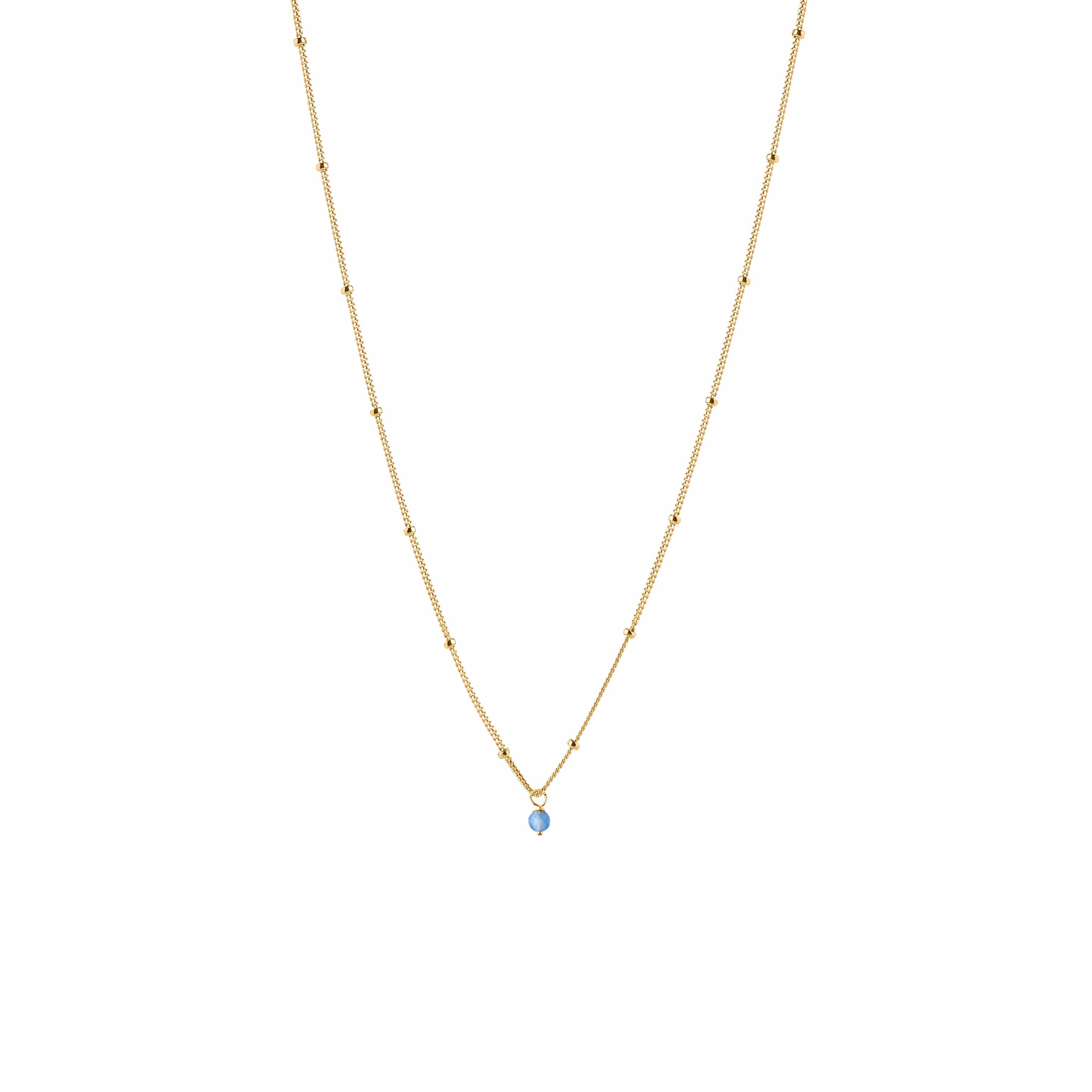 Gold Plated Necklace Bleu Stone Pendant