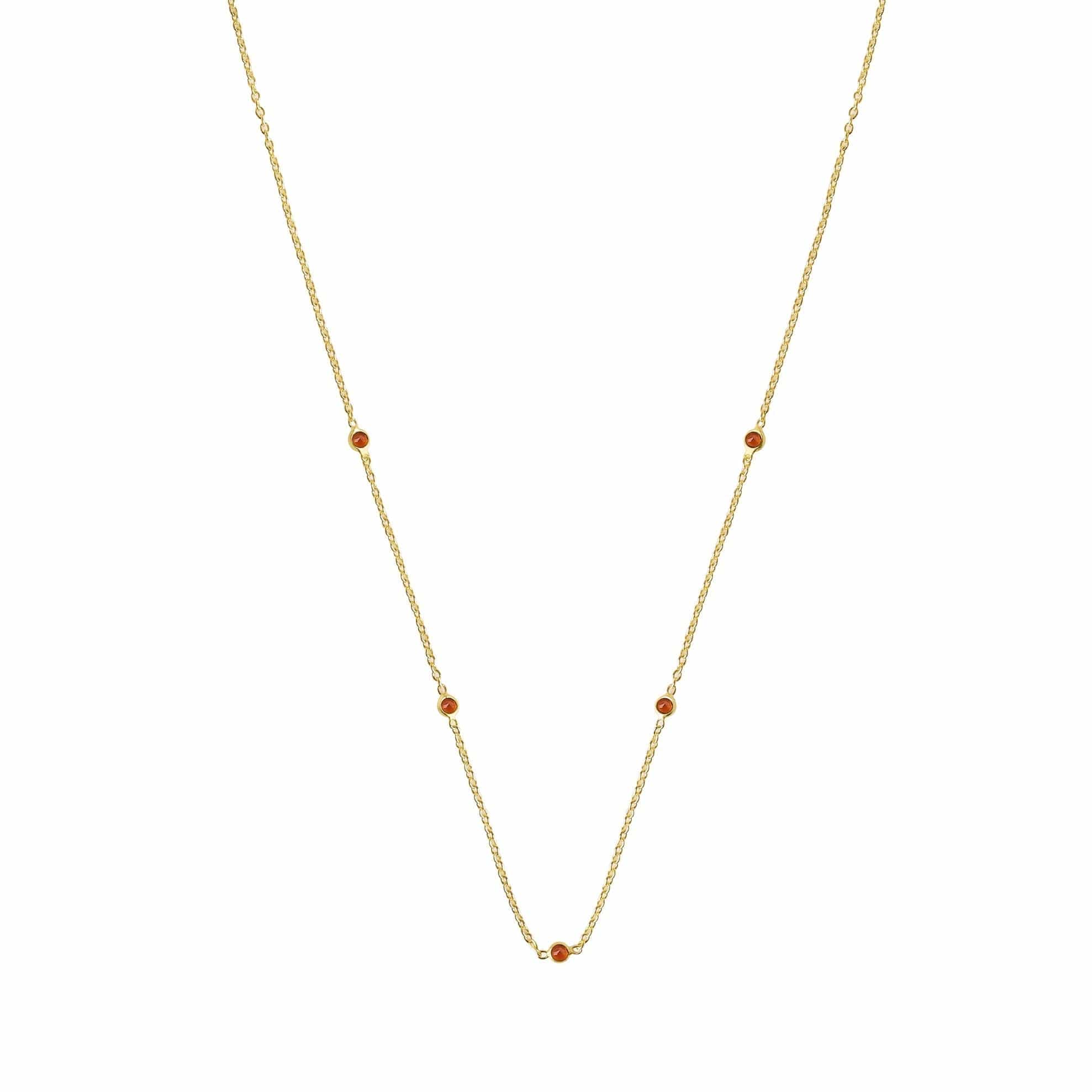 Gold Plated Necklace Small Carnelian stones