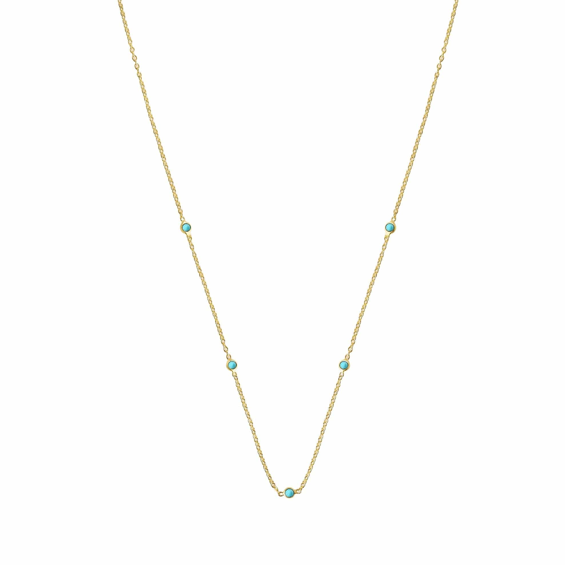 Gold Plated Necklace Small Turquoise stones