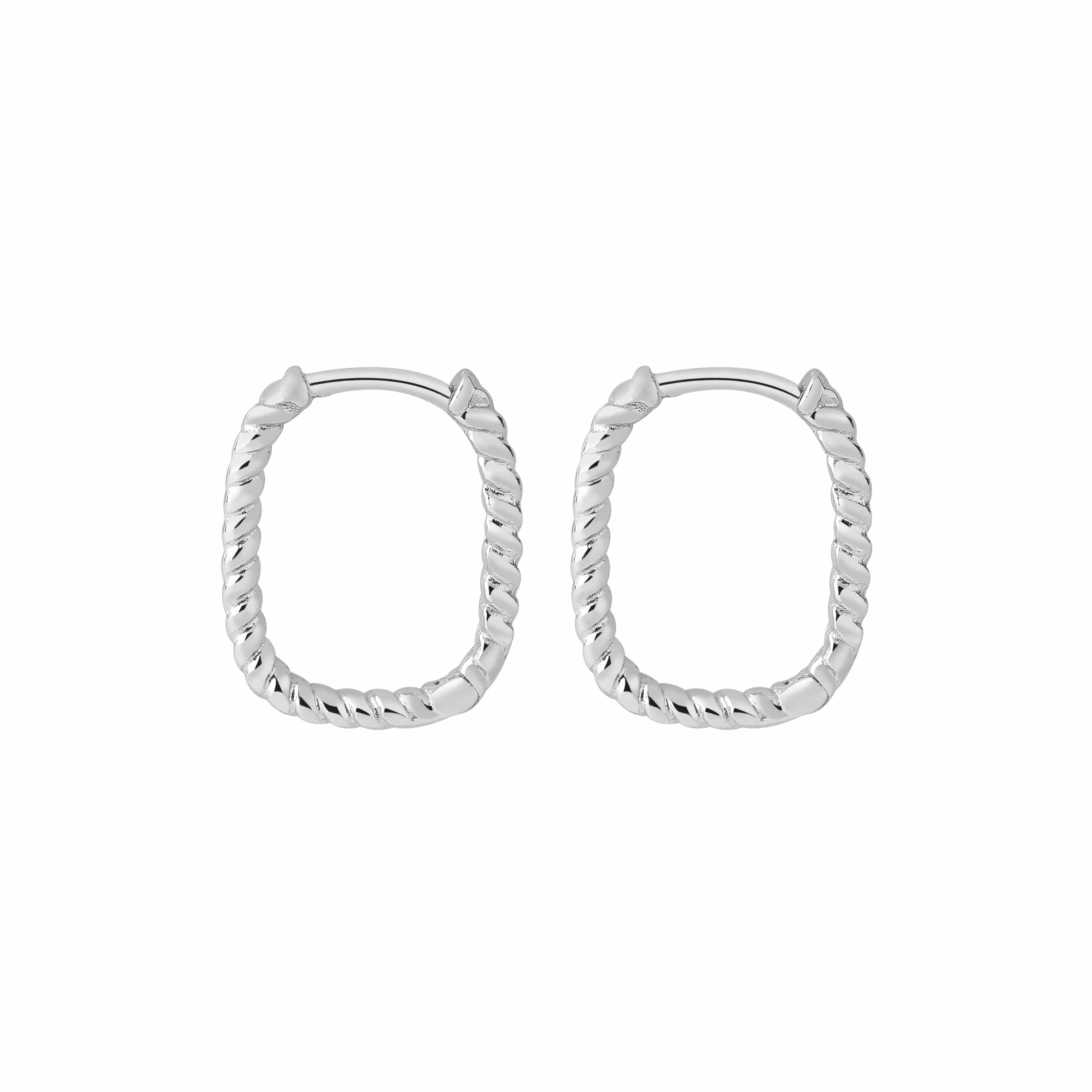 front view Rope Square Hoop Earrings Silver