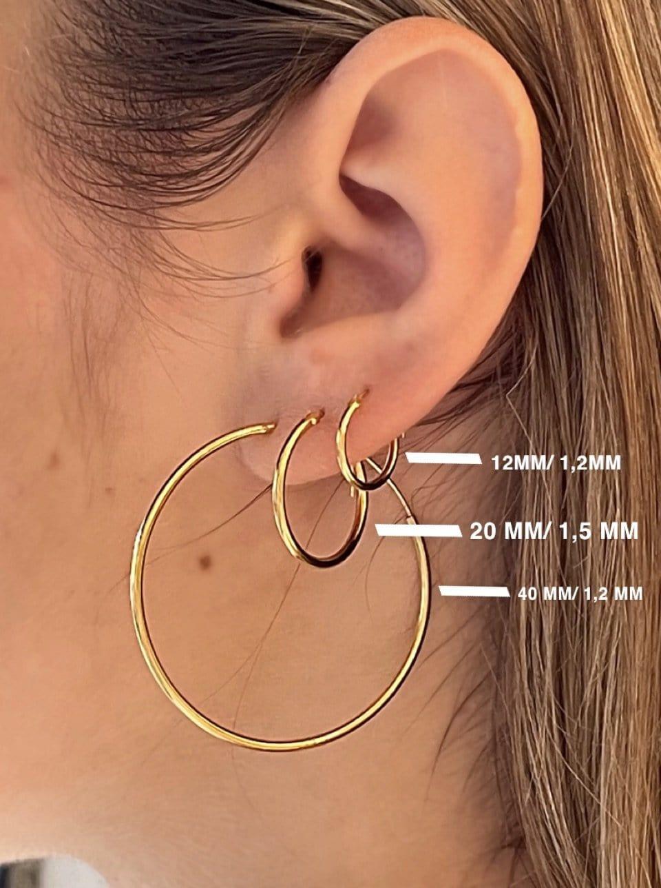 Gold Plated Hoop Earrings 40 MM 1,2MM - Juulry.com