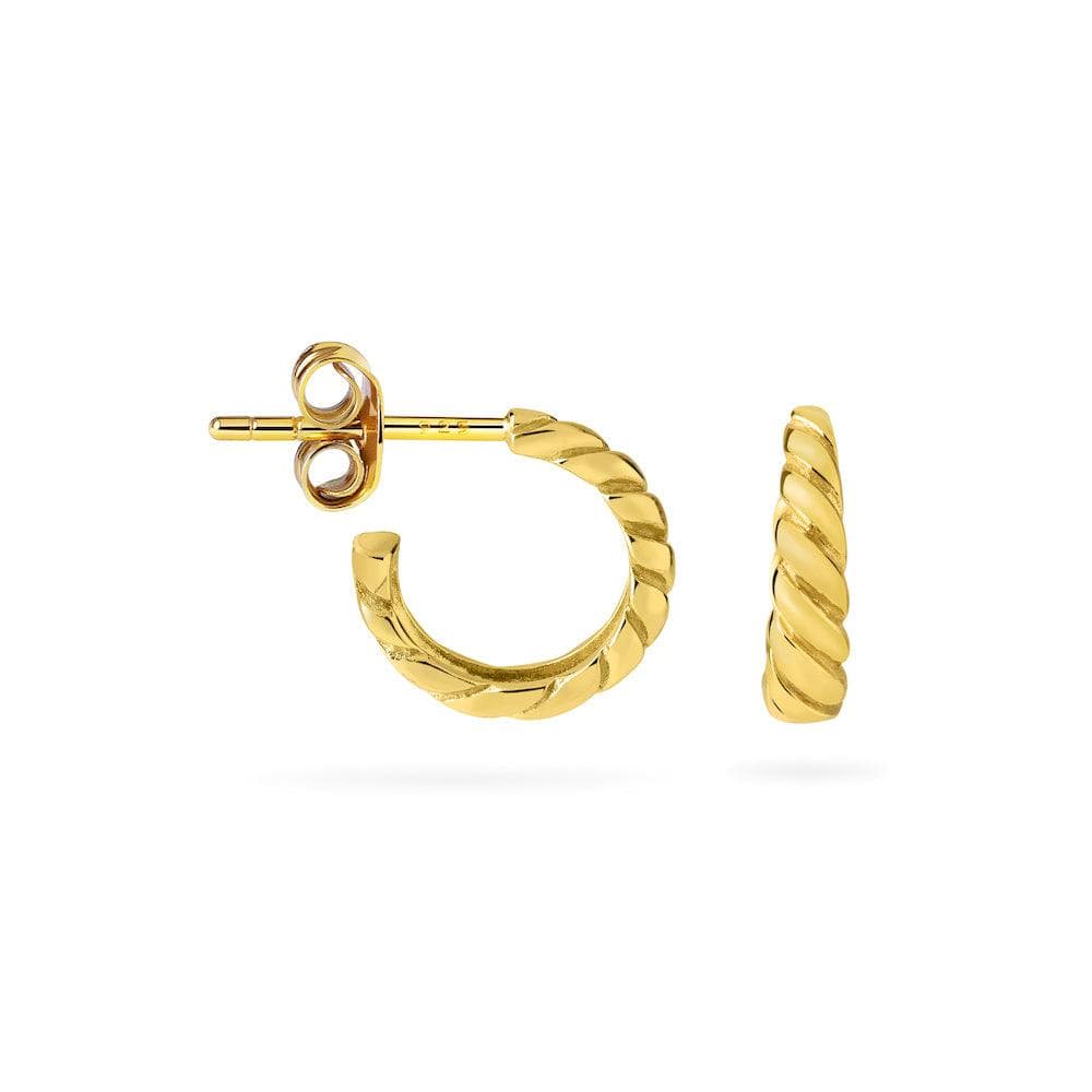 side view Croissant Hoop Earrings Gold Plated