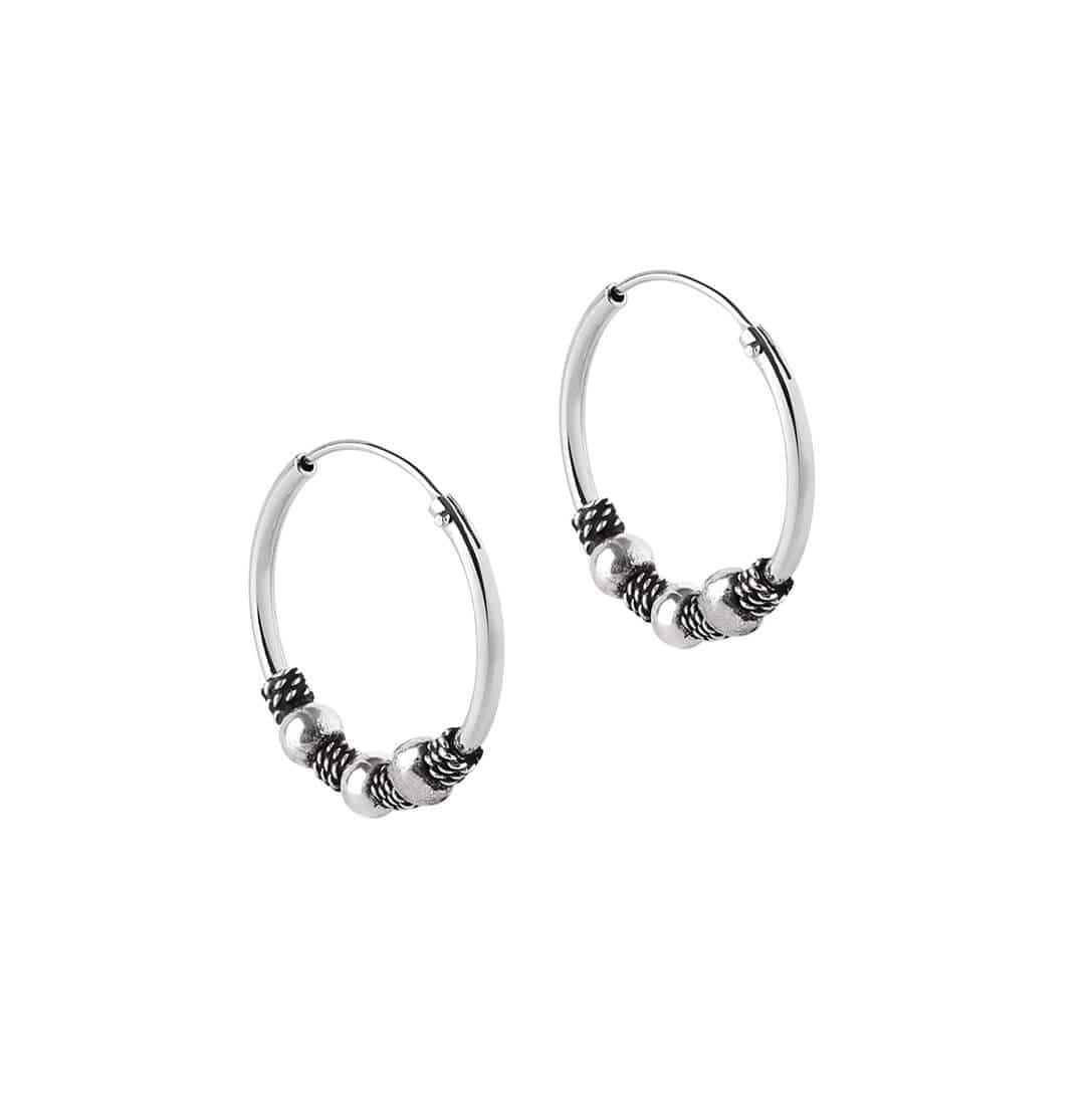 Silver Bali Hoop Earrings Changgu | Juulry.com