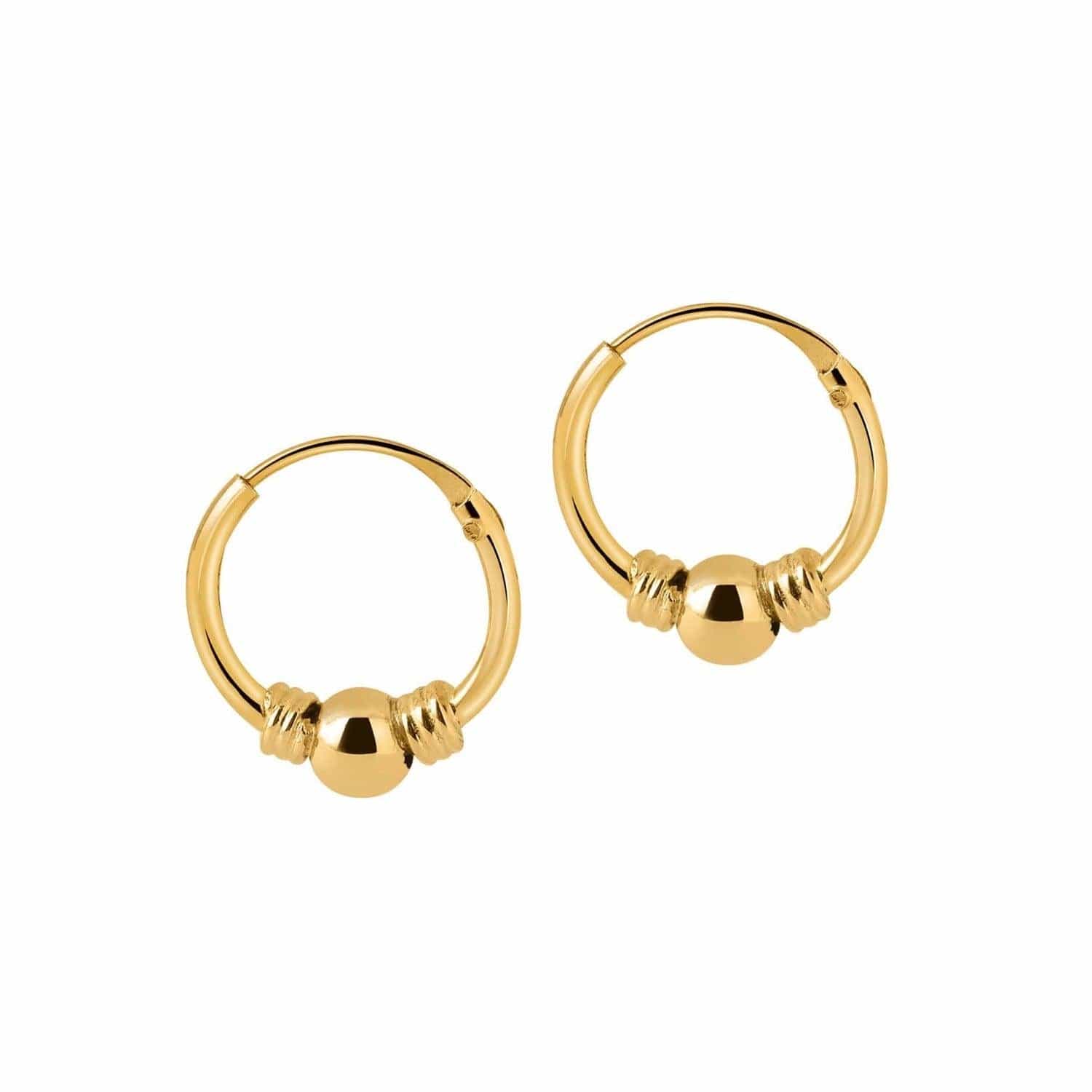 Small Gold Plated Bali Hoop Earrings with ball
