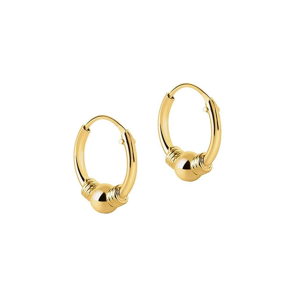 side view Small Gold Plated Bali Hoop Earrings