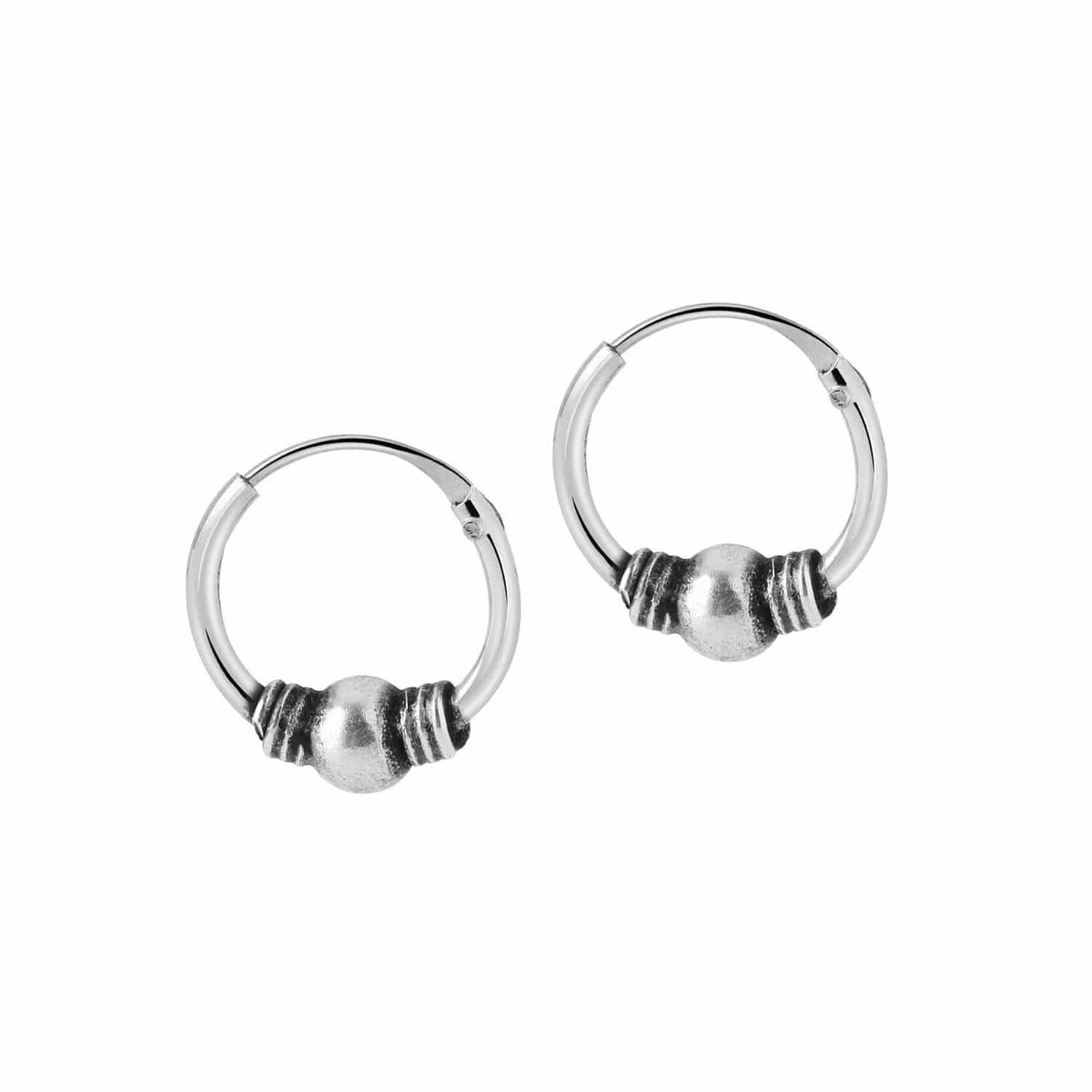 Small Silver Bali Hoop Earrings with ball