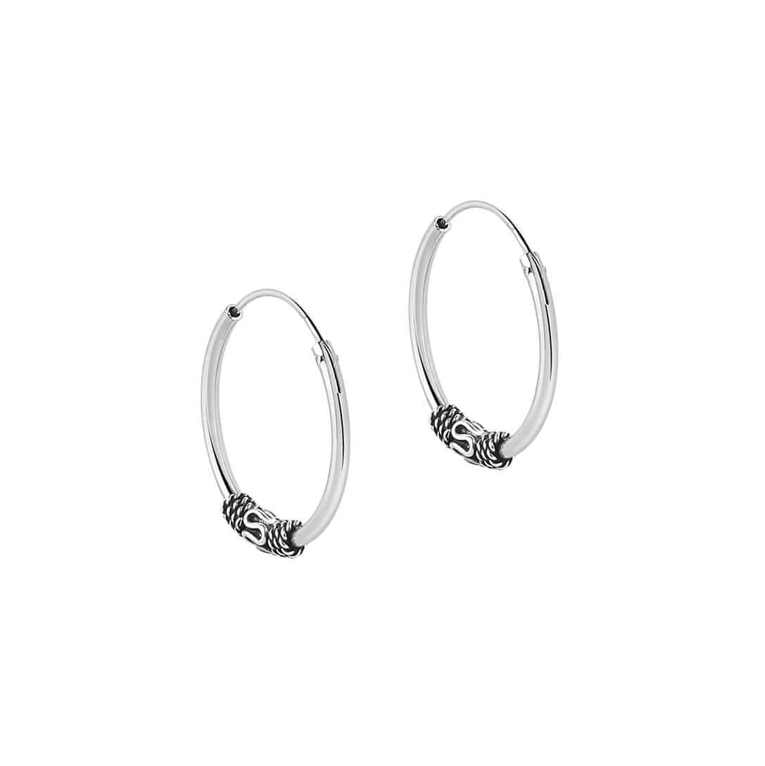 Silver Bali Hoop Earrings Jangan | Juulry.com