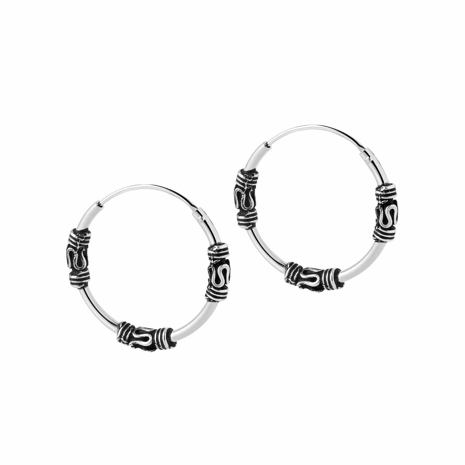 Silver Bali Hoop Earrings Ubud three snakes