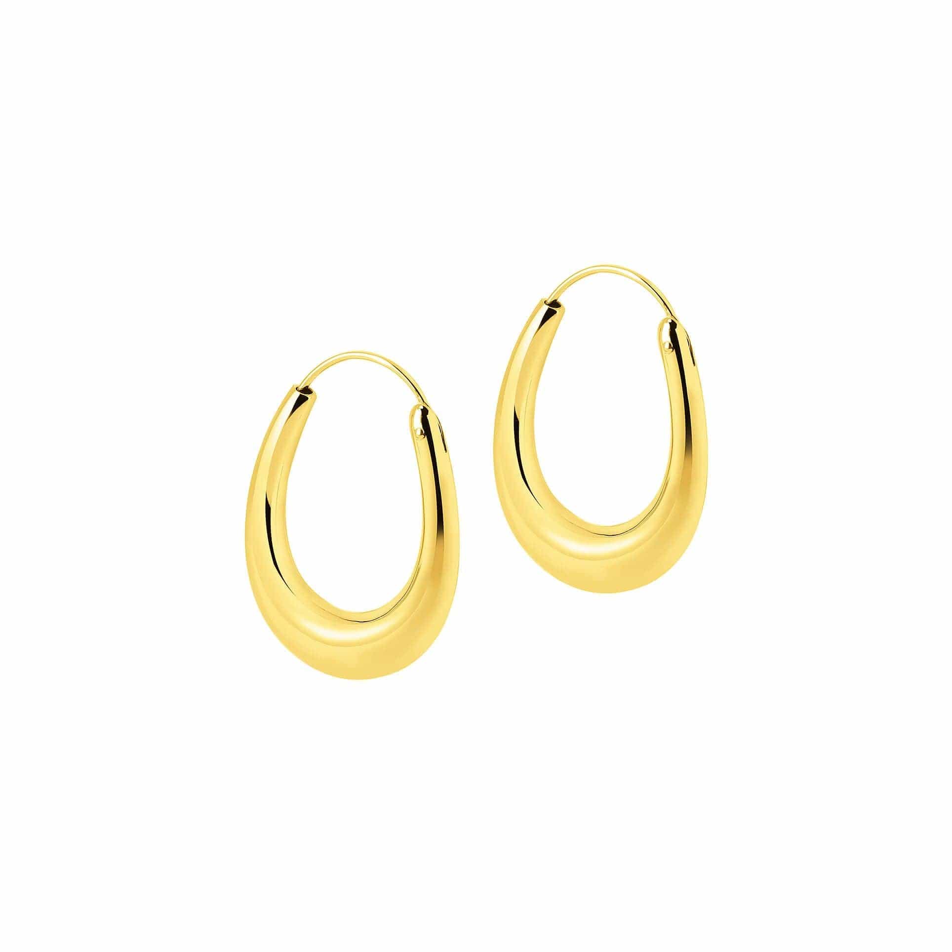 Gold plated Oval Bold Indian Hoop Earrings