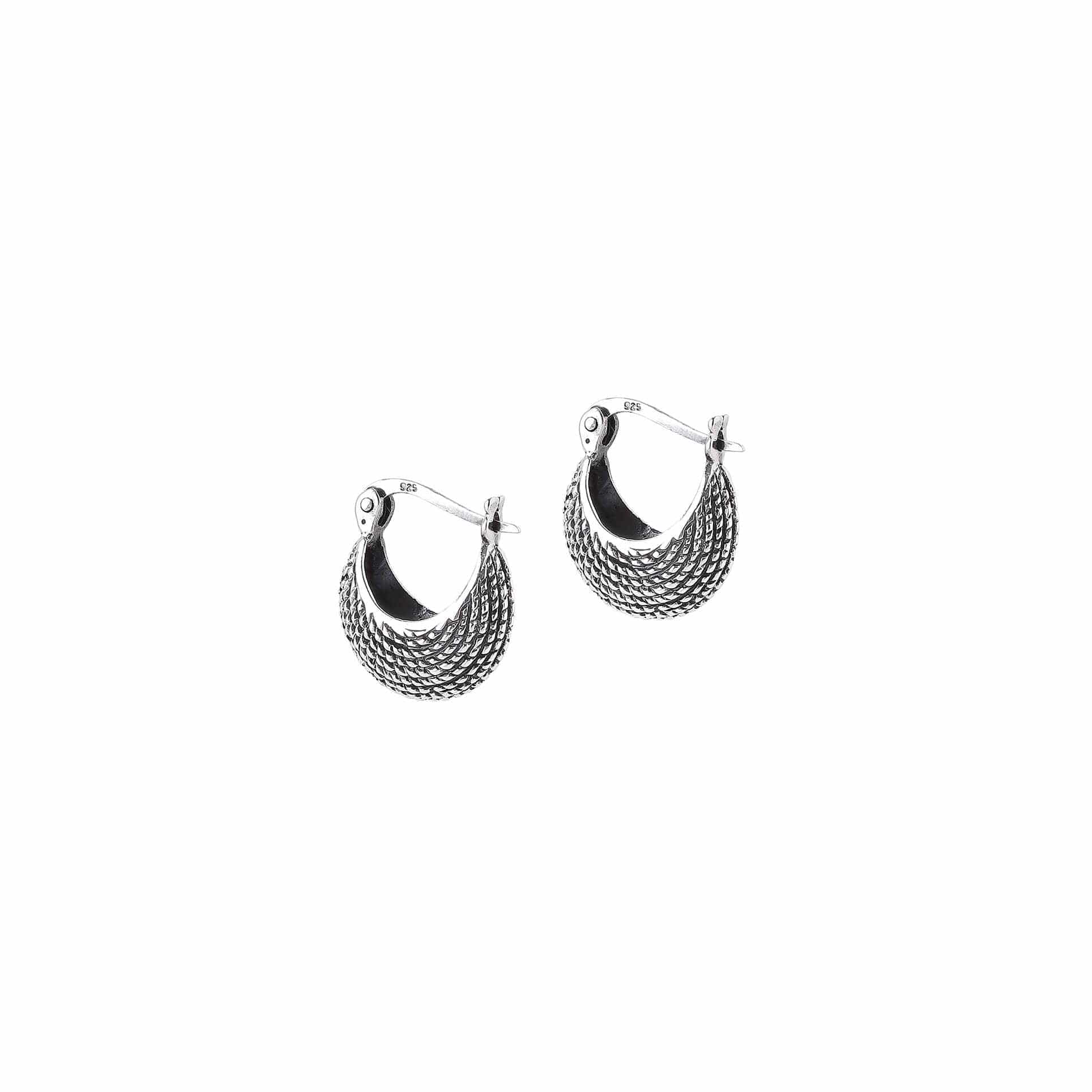 925 Sterling Silver Plated Twisted Charm Hoops - Accessorize India