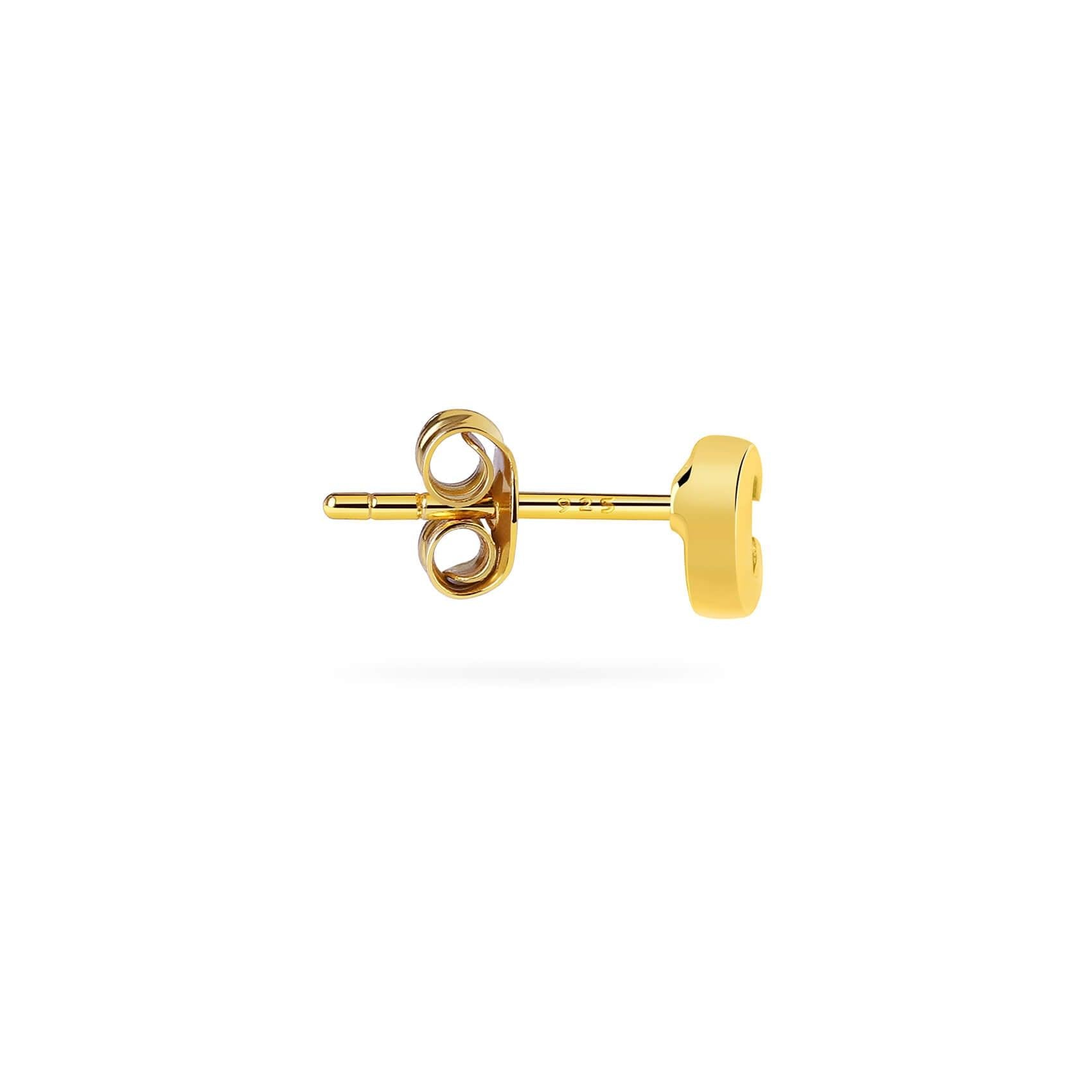 Gold Plated Stud Earring Letter C