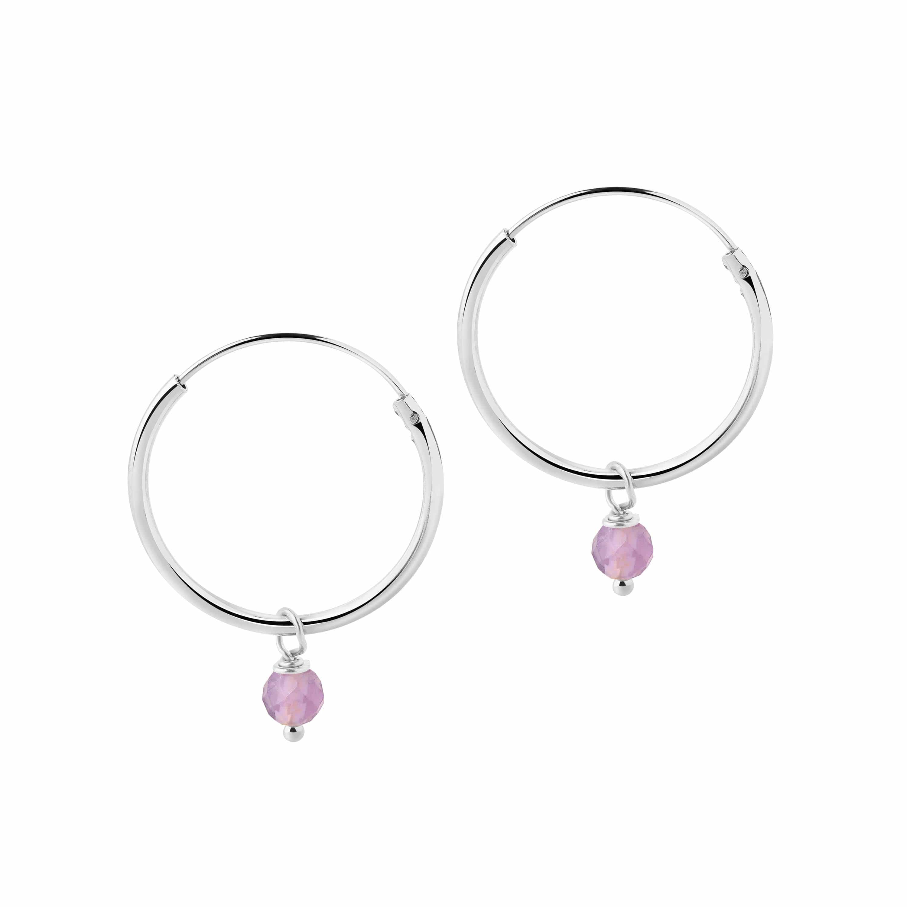 Small Gold Plated Hoop Earrings with Purple Stone