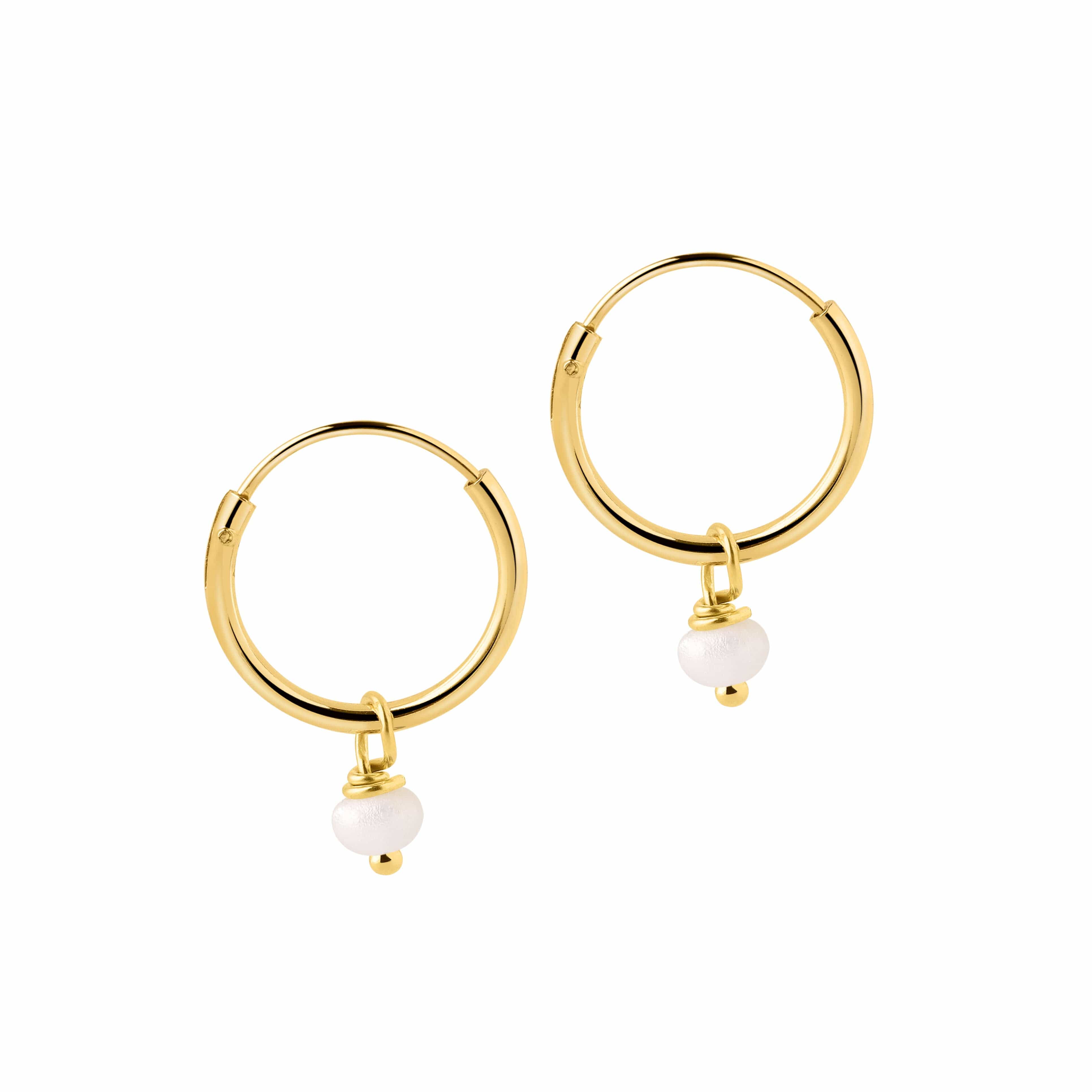 Gold Plated Hoop Earrings Pearl
