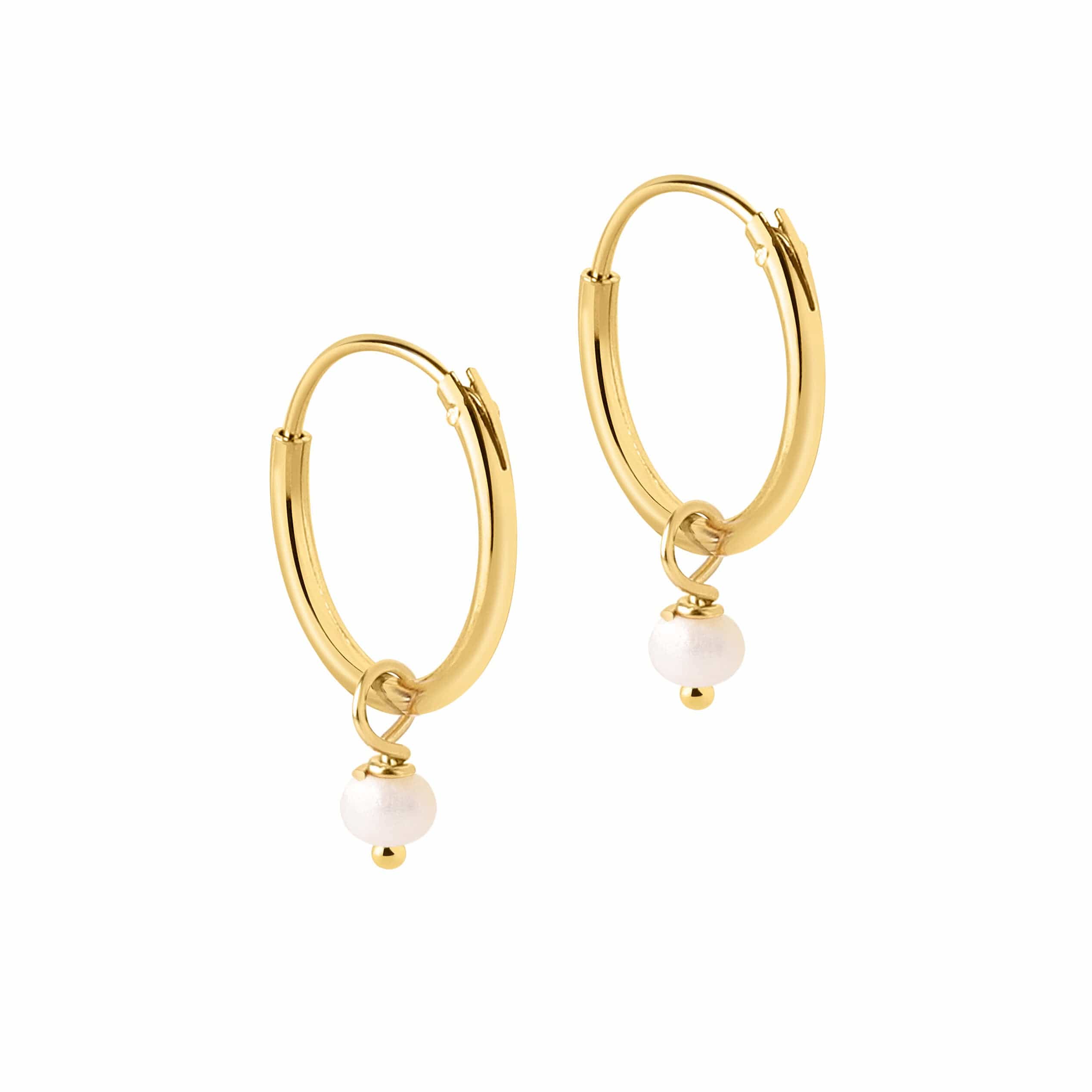 Small Gold Plated Hoop Earring Pearl