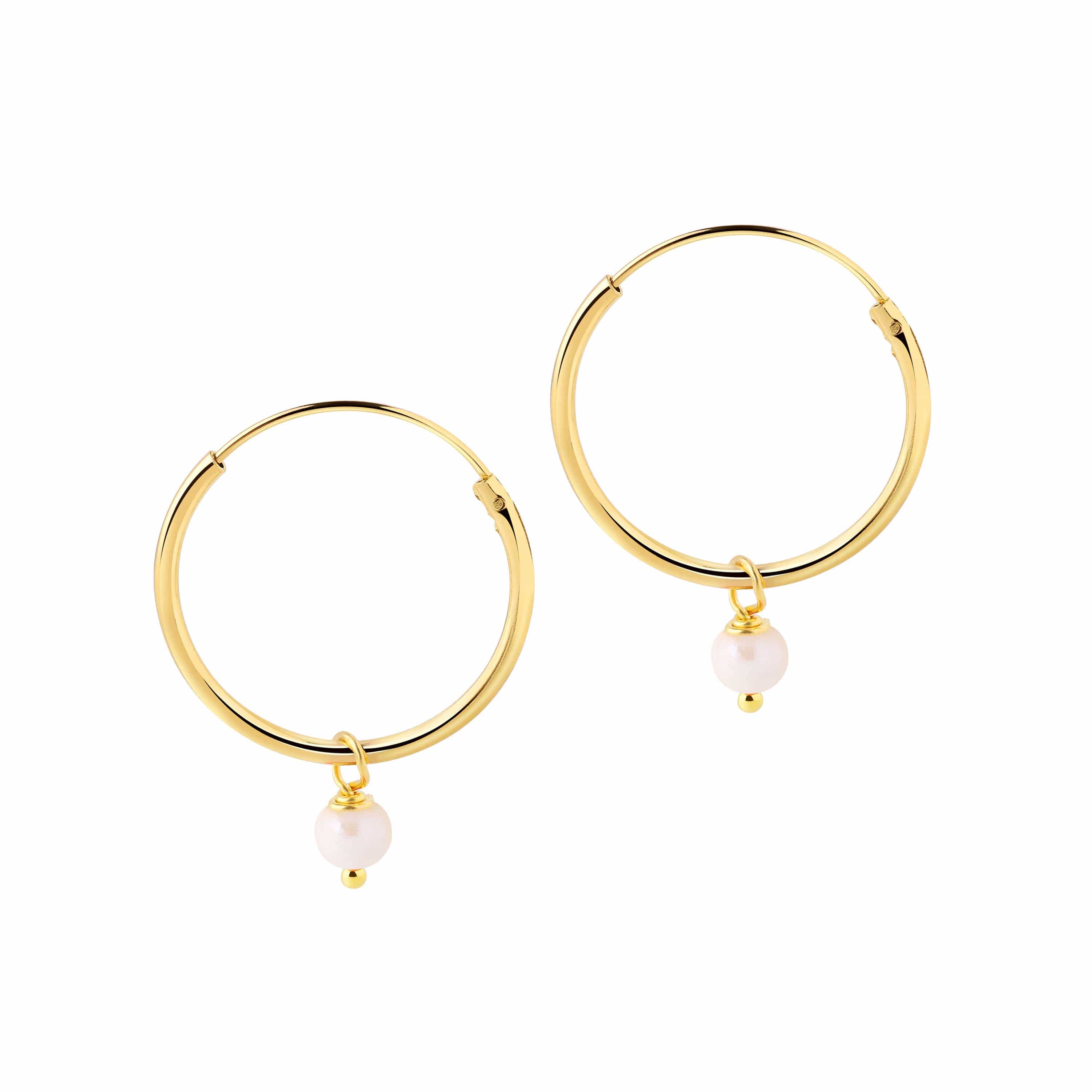 Gold Plated Hoop Earrings Pearl