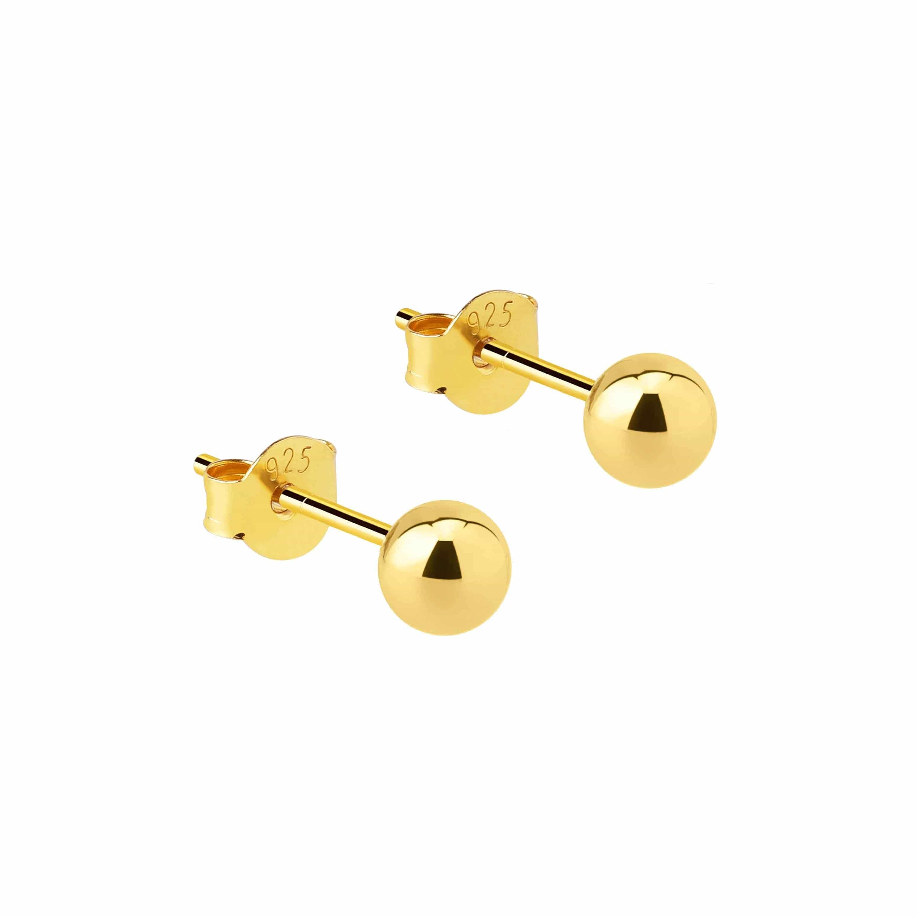 4mm classic stud earring gold plated