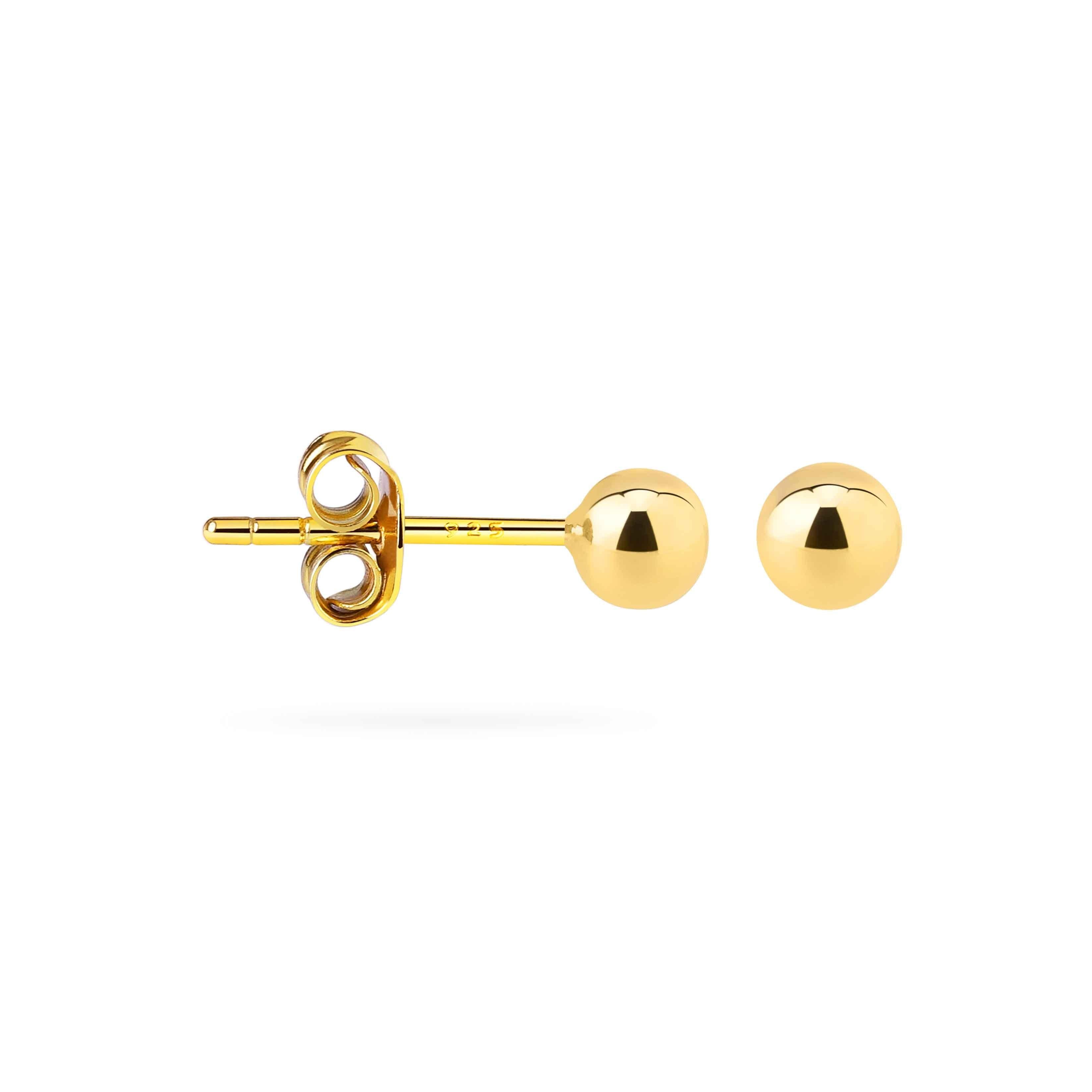 side view 4mm classic stud earring gold plated