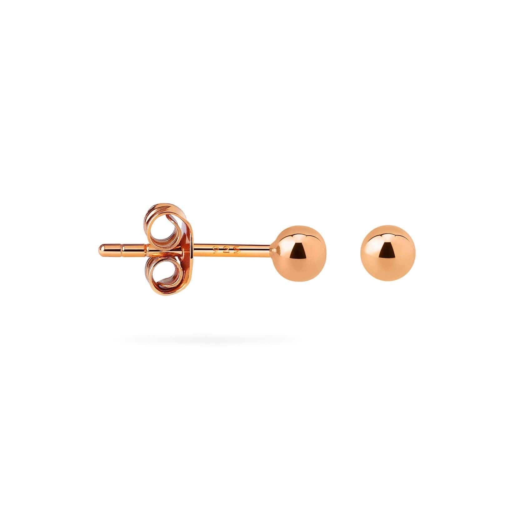 side view mini classis ball stud earring rose gold plated