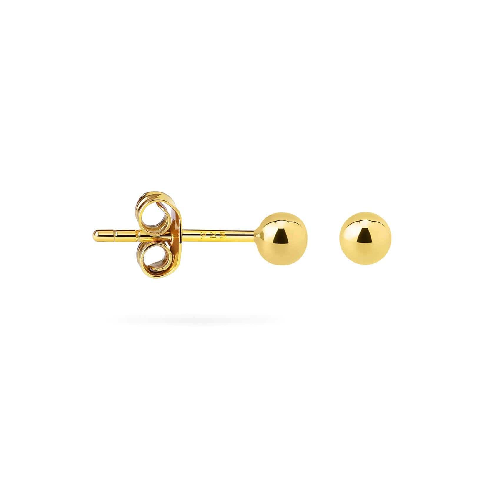 side view mini classis ball stud earring gold plated