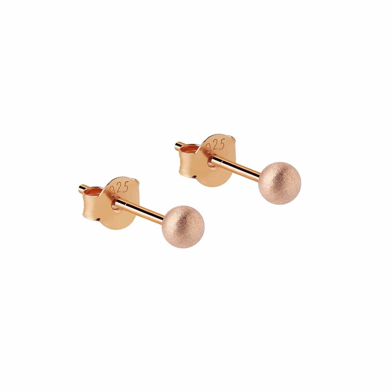 3mm classic stud earring matte rose gold plated