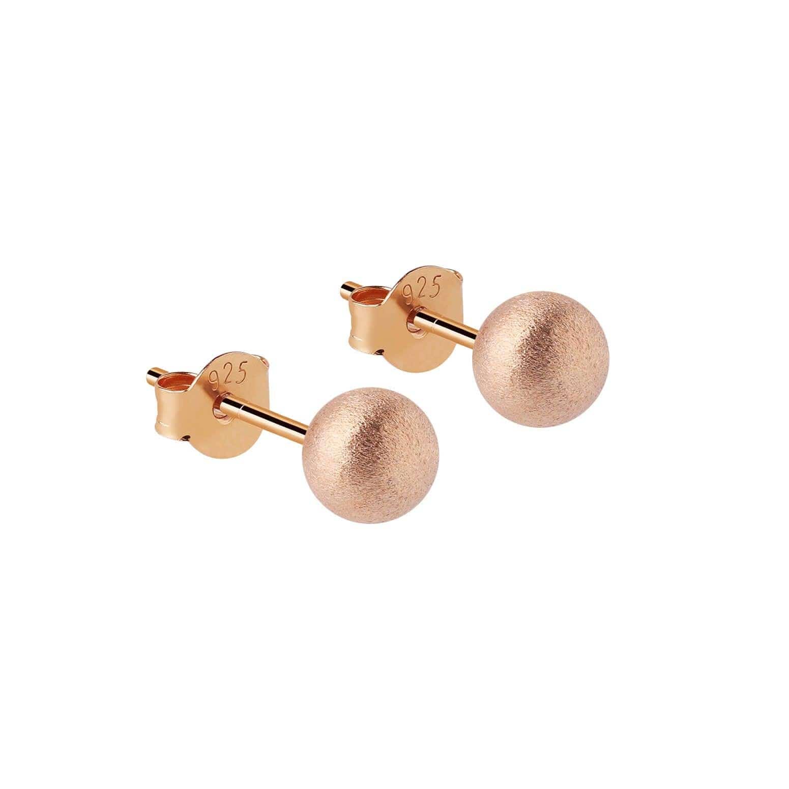 7mm classic stud earring matte rose gold plated