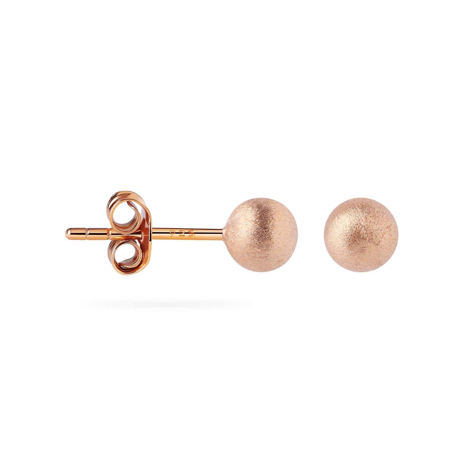 side view 7mm classic stud earring matte rose gold plated