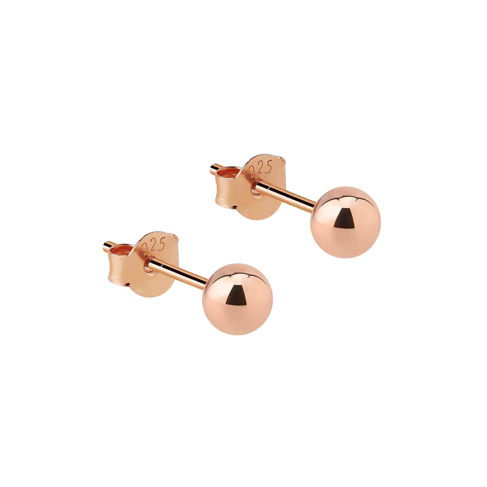 4mm classic stud earring rose gold plated