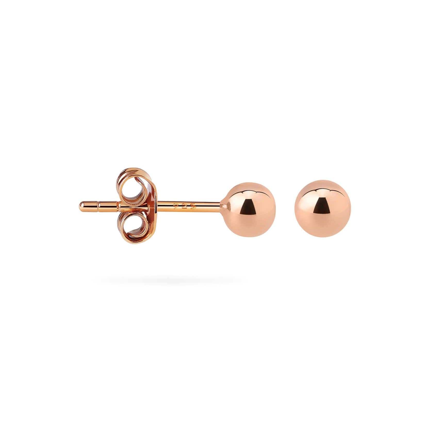 side view 4mm classic stud earring rose gold plated