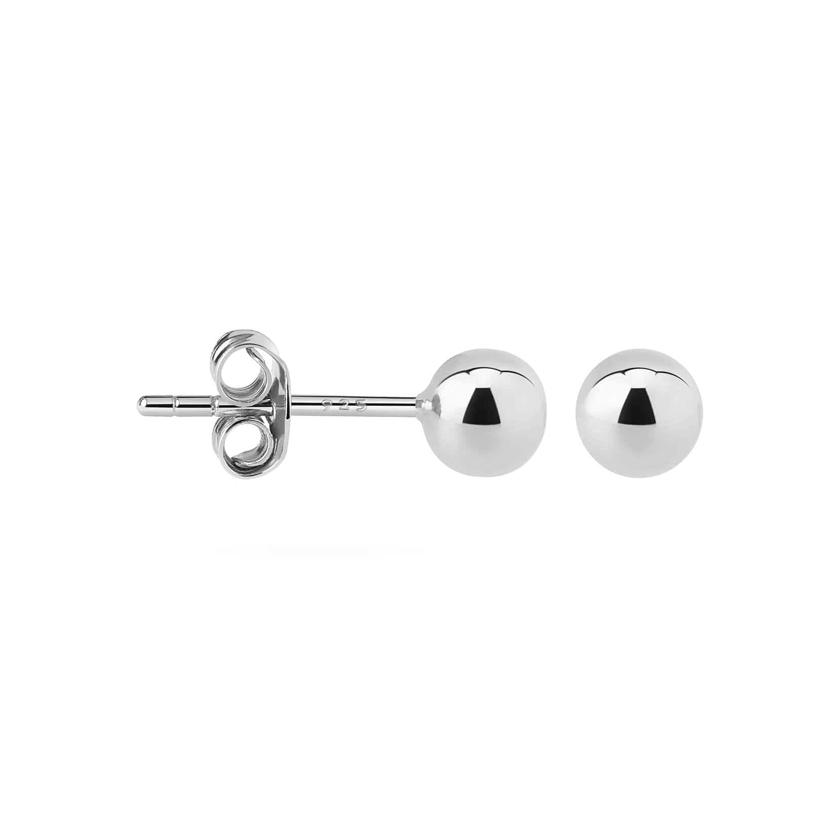 side view 7mm classic stud earring silver