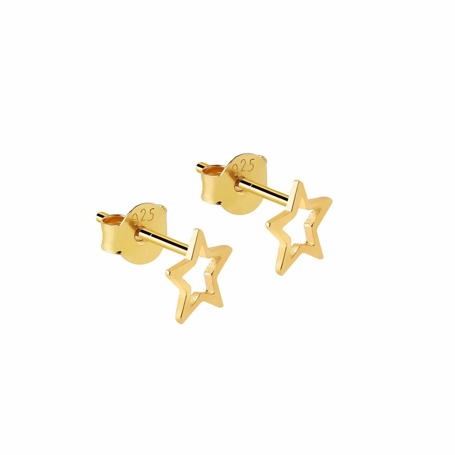 gold plated open star stud earring