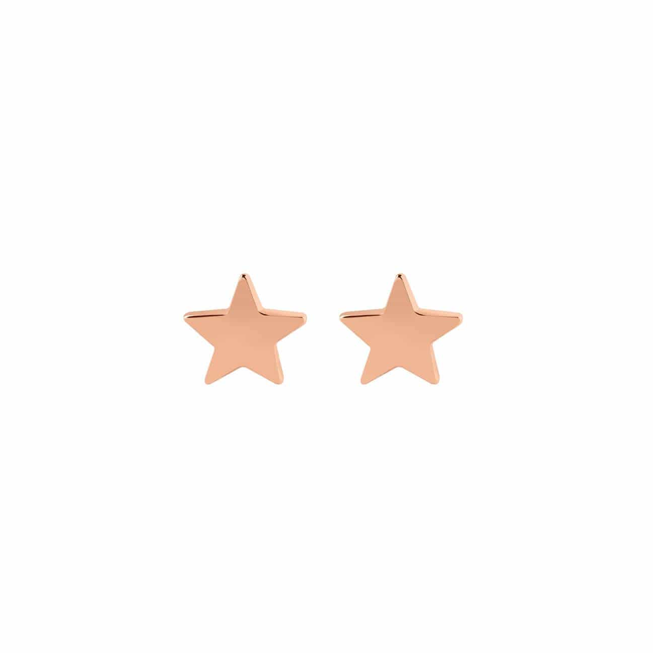 front view rose gold plated star stud earring