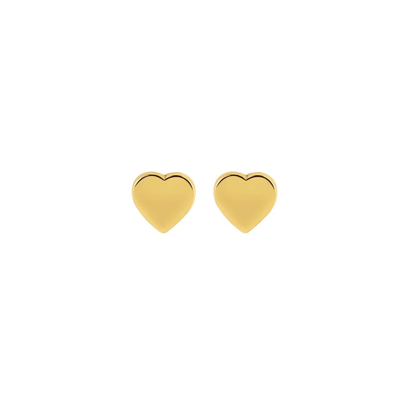 front view flat heart ear stud gold plated