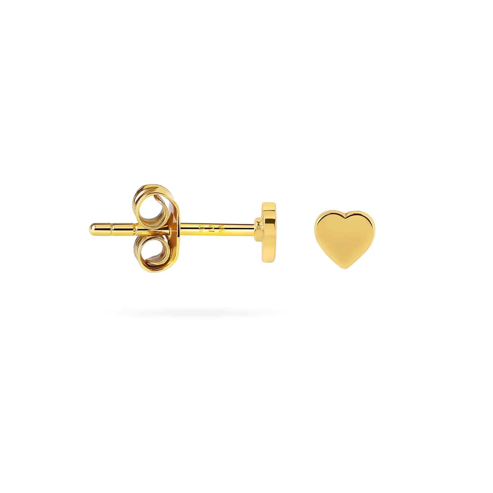 side view flat heart ear stud gold plated