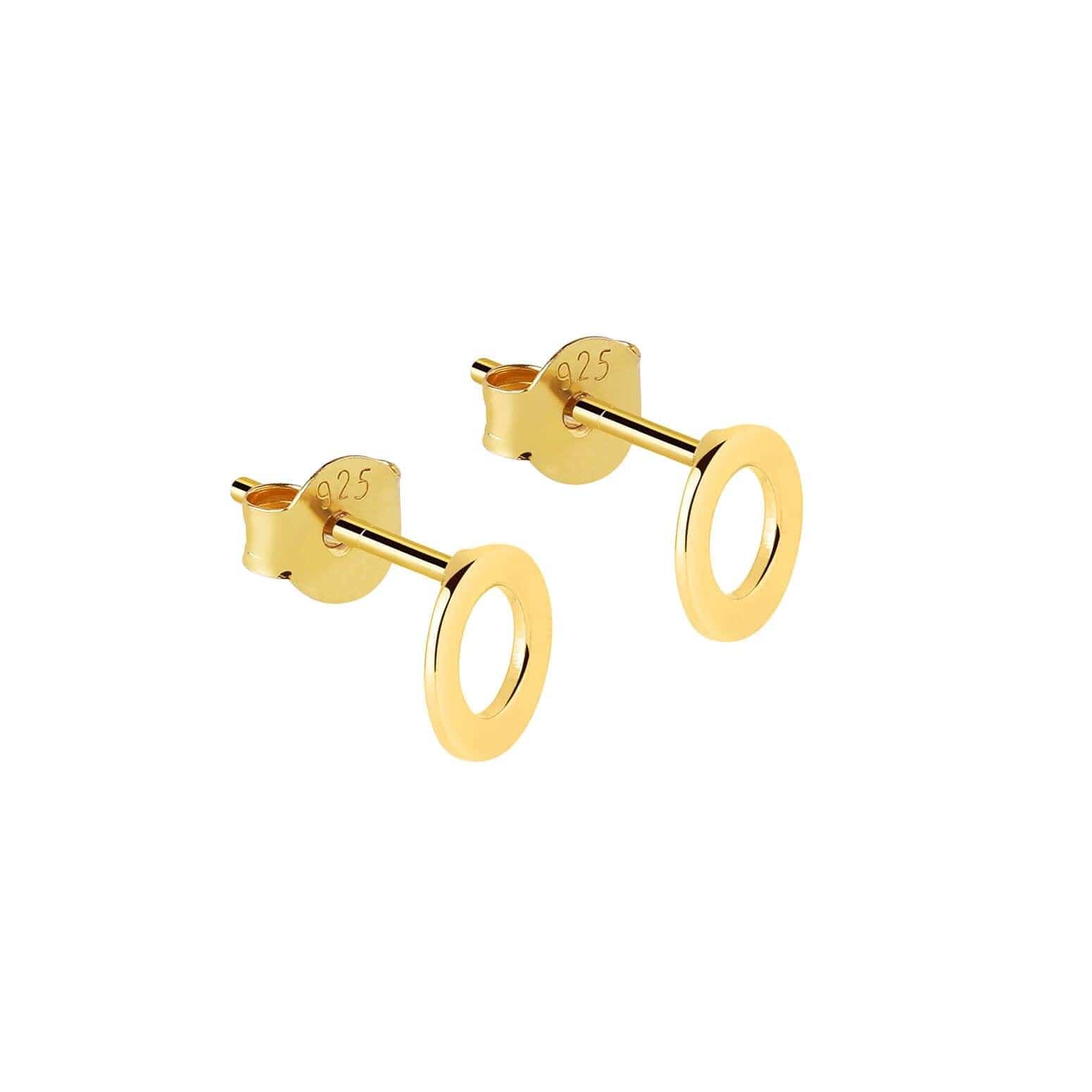 open circle stud earrings gold plated