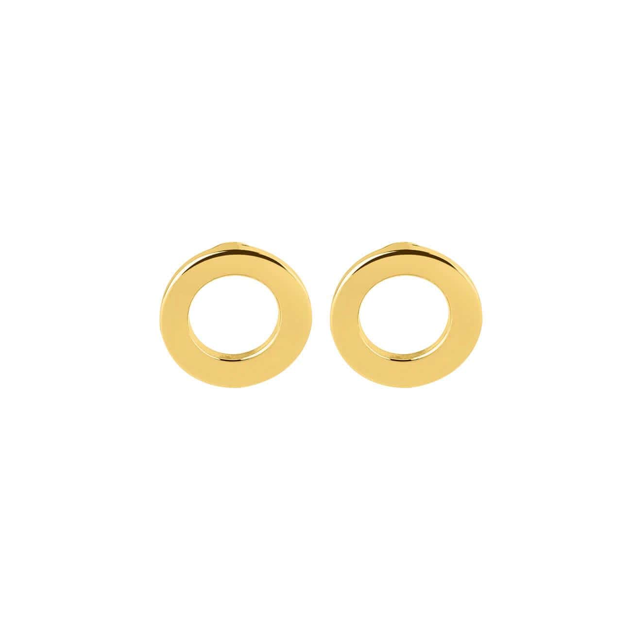 front view open circle stud earrings gold plated
