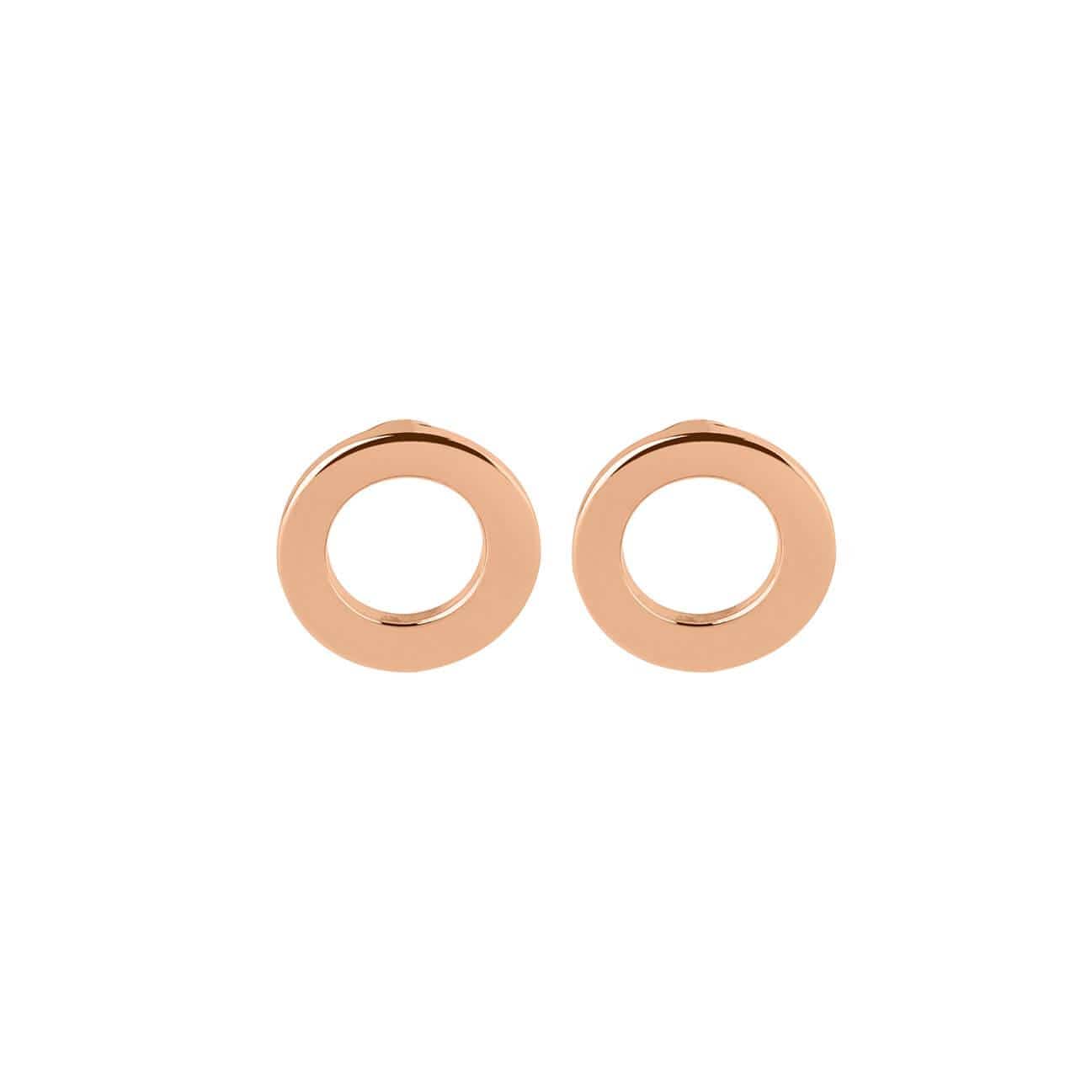 front view open circle stud earrings rose gold plated