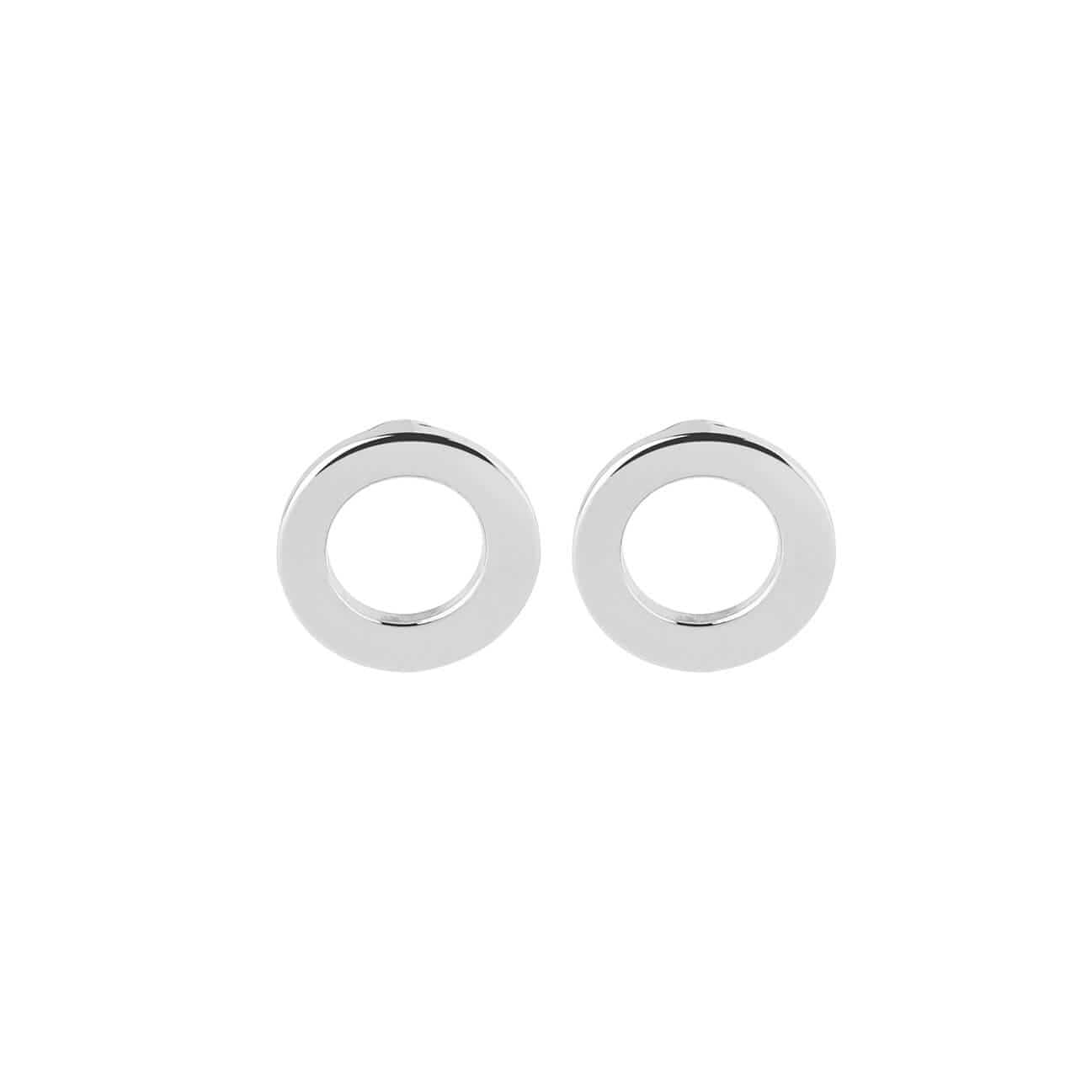 front view open circle stud earrings silver