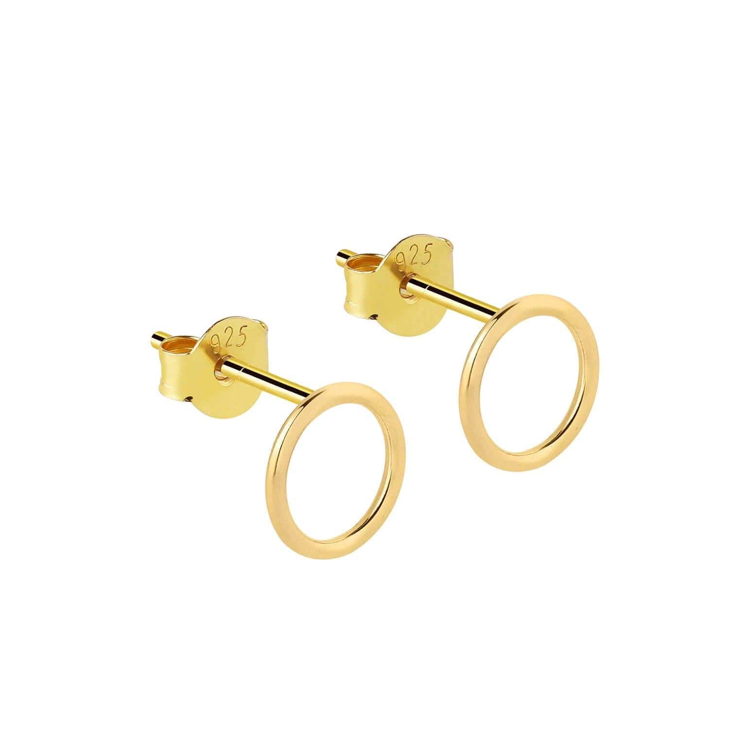 Gold Plated Circle Stud Earrings 3mm