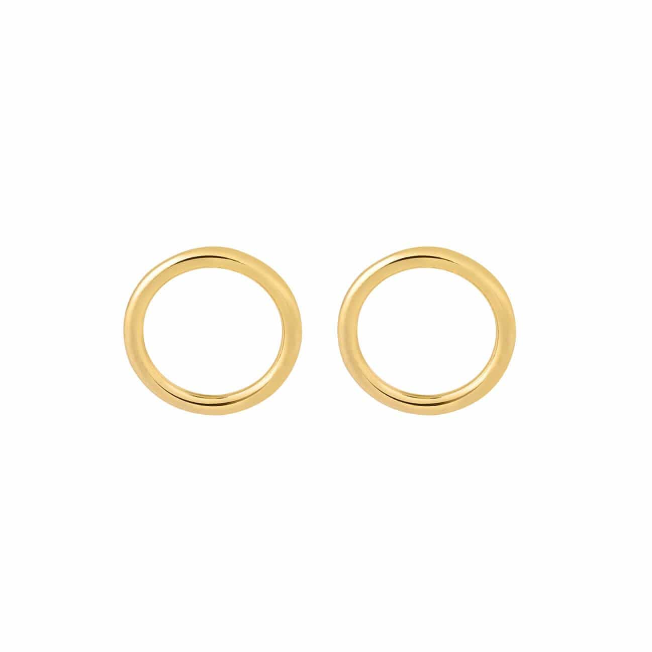 front view Gold Plated Circle Stud Earrings 3mm