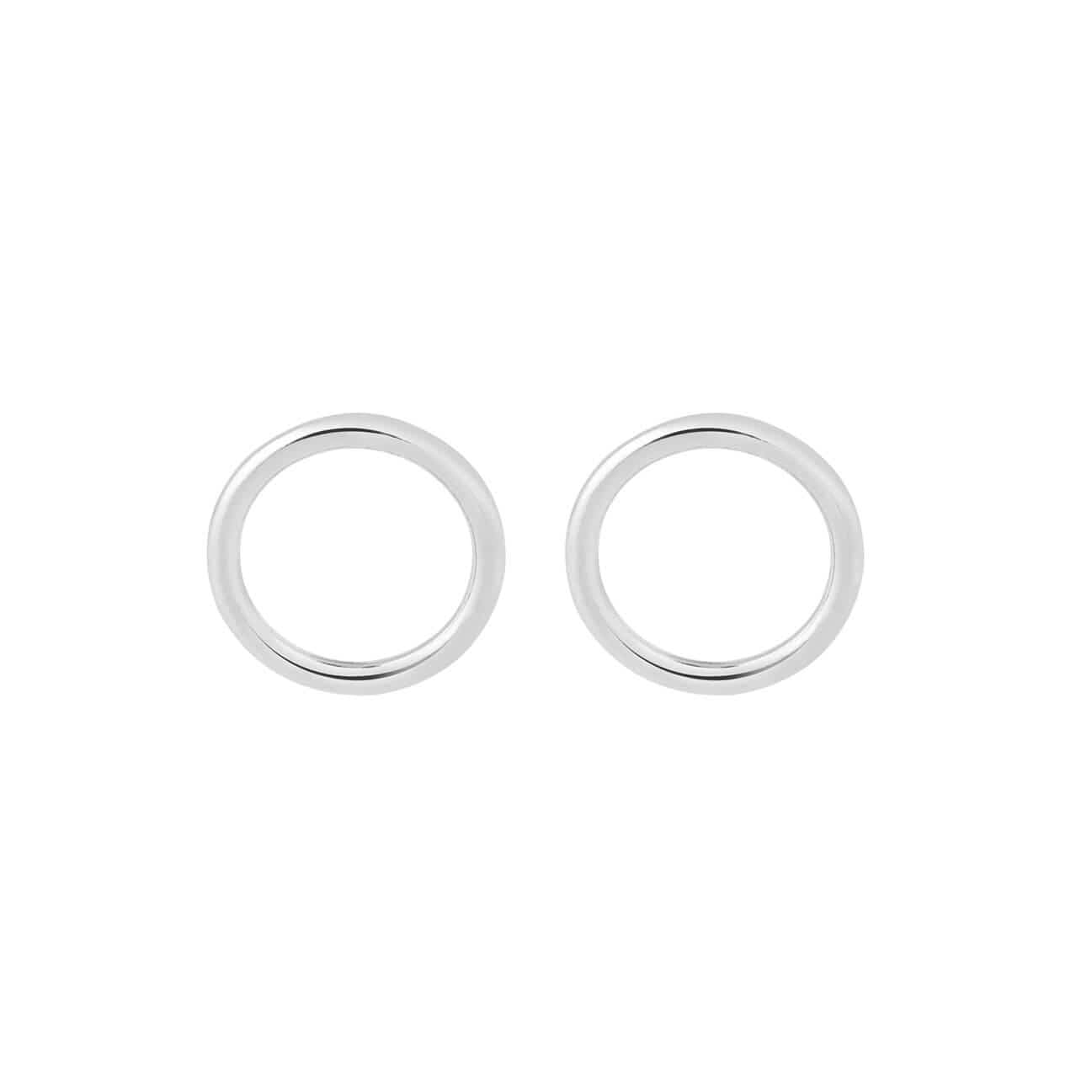 front view Silver Circle Stud Earrings 3mm