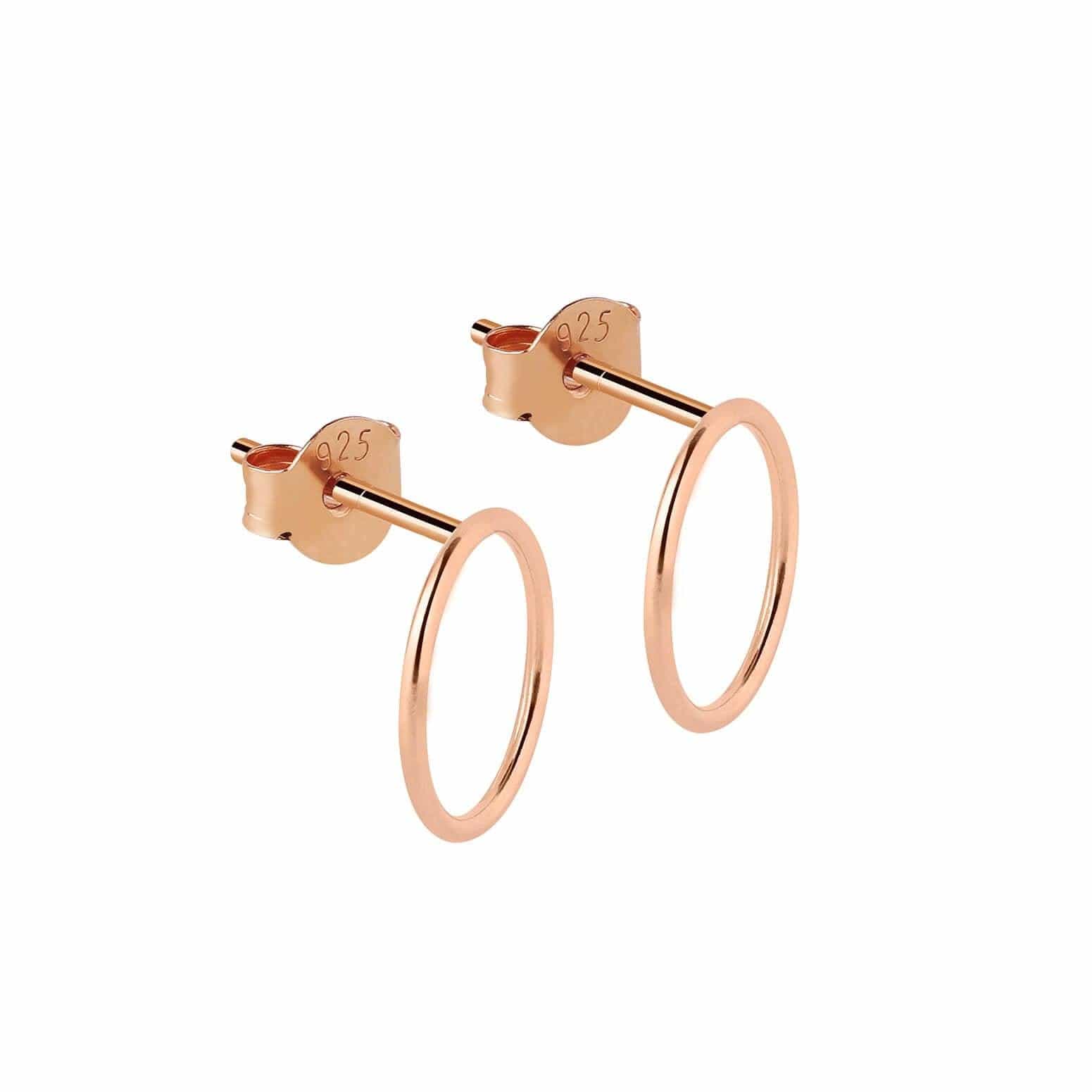 Rose Gold Plated Circle Stud Earrings 7mm