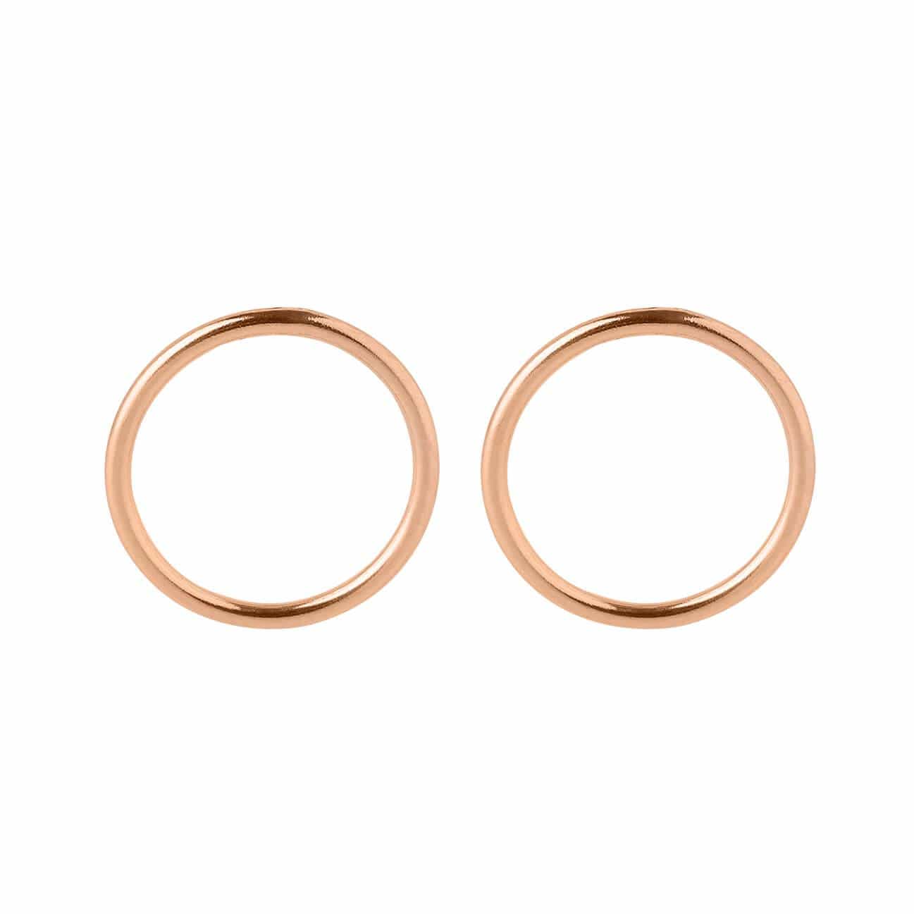 front view Rose Gold Plated Circle Stud Earrings 7mm