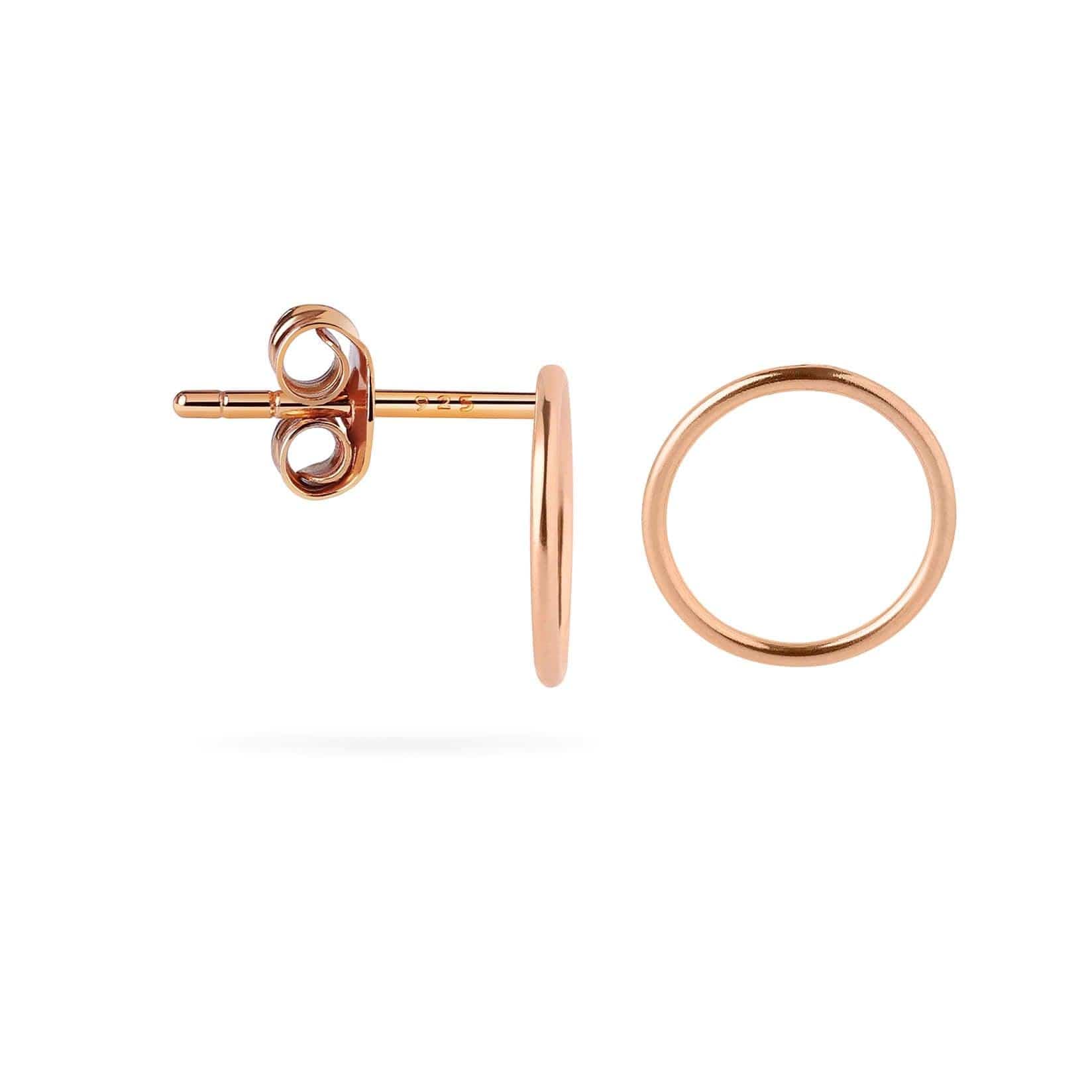 side view Rose Gold Plated Circle Stud Earrings 7mm