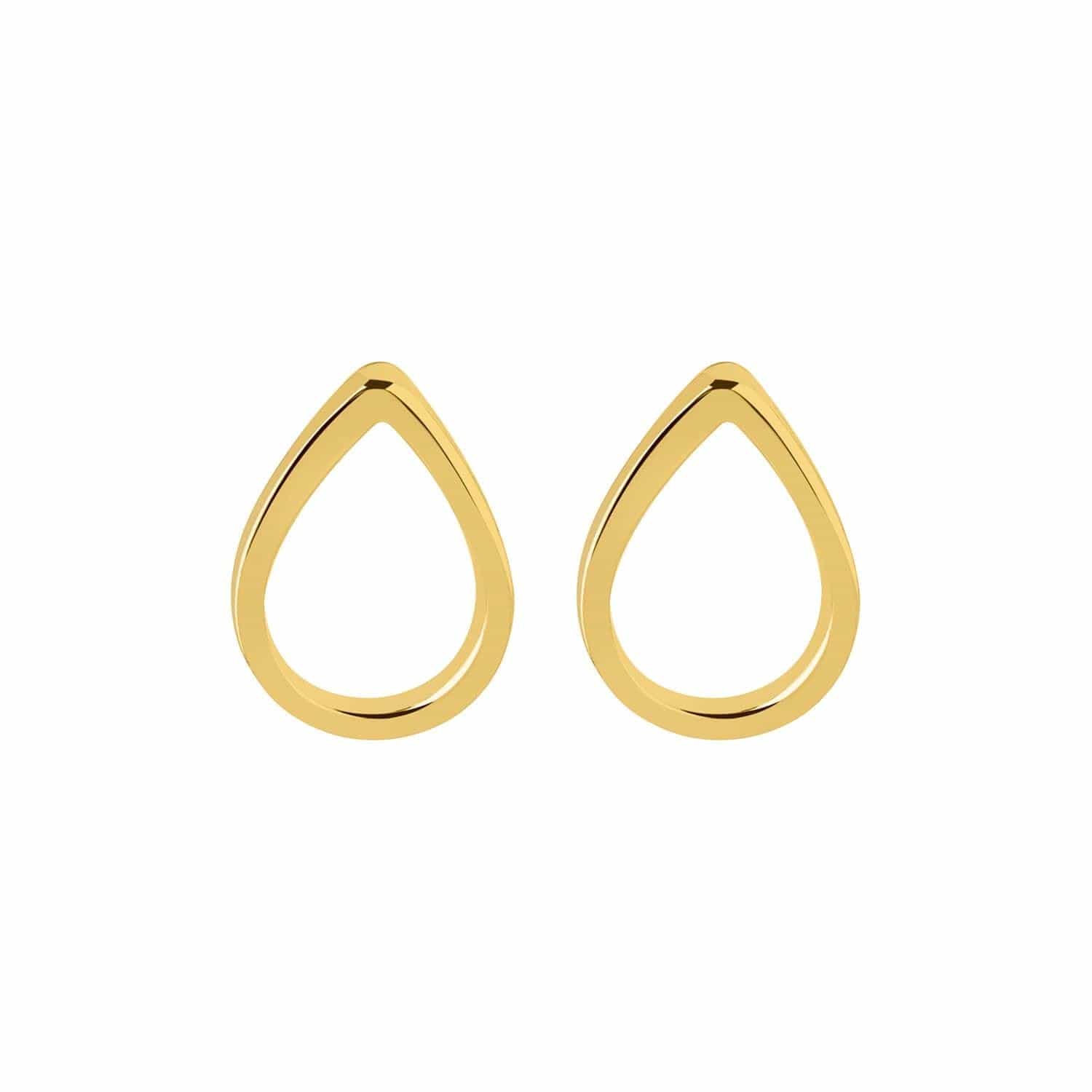 front view gold plated droplet stud earring